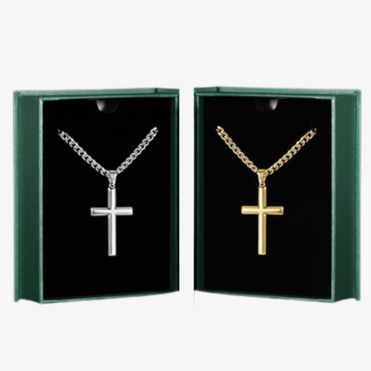 14K Gold Cross Necklace, Men
