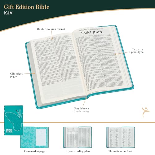 KJV Holy Bible for Girls/Teens, Flexible Cover, Teal Butterfly (KJV Gift Editions)