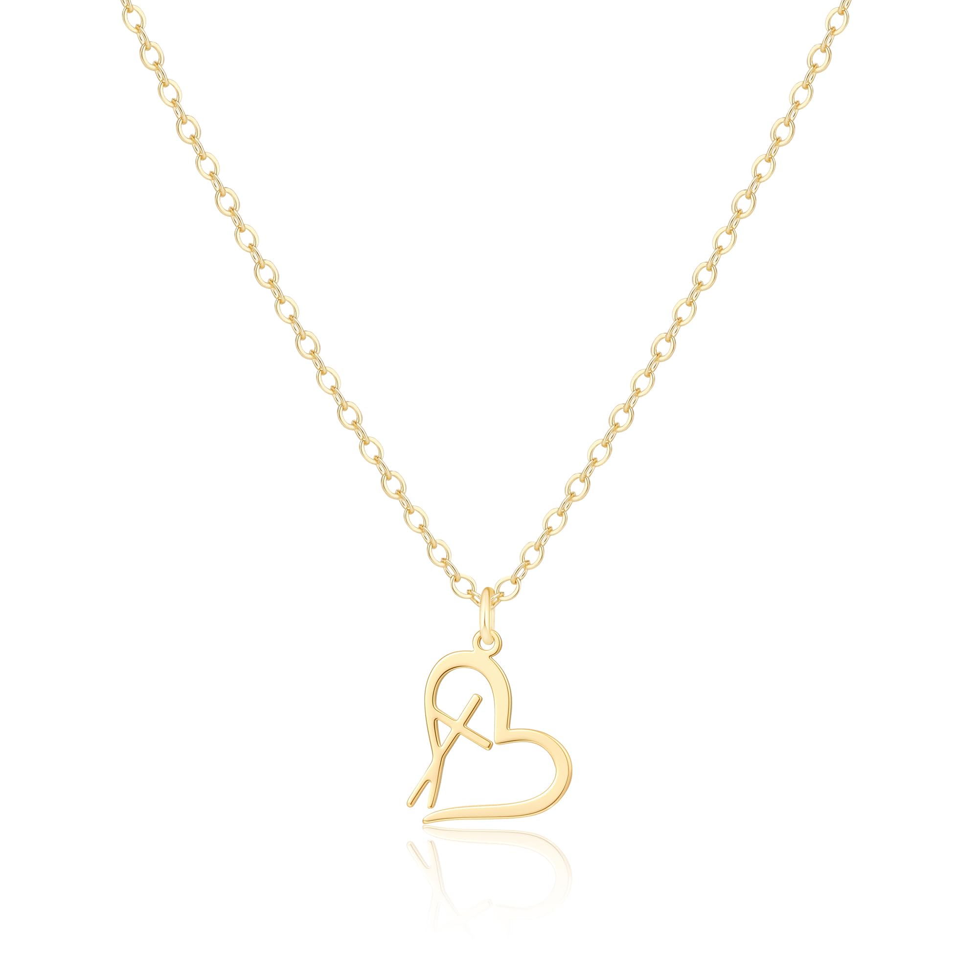 14K Gold Plated Dainty Small Heart Cross Pendant