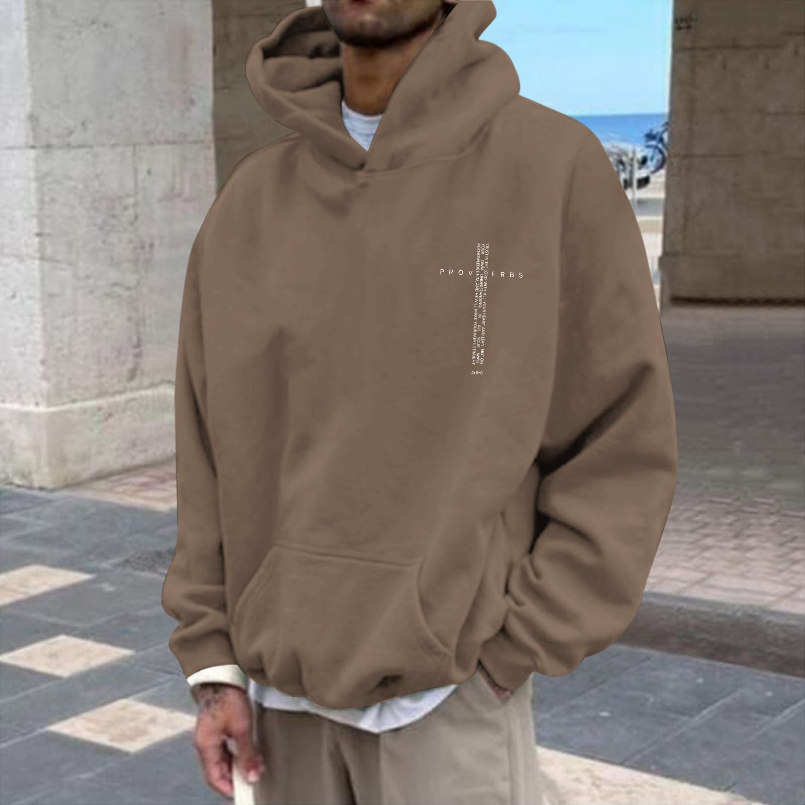 Men Hoodie/ Faith Cross/Vintage Bible Verse/Graphic Pullover