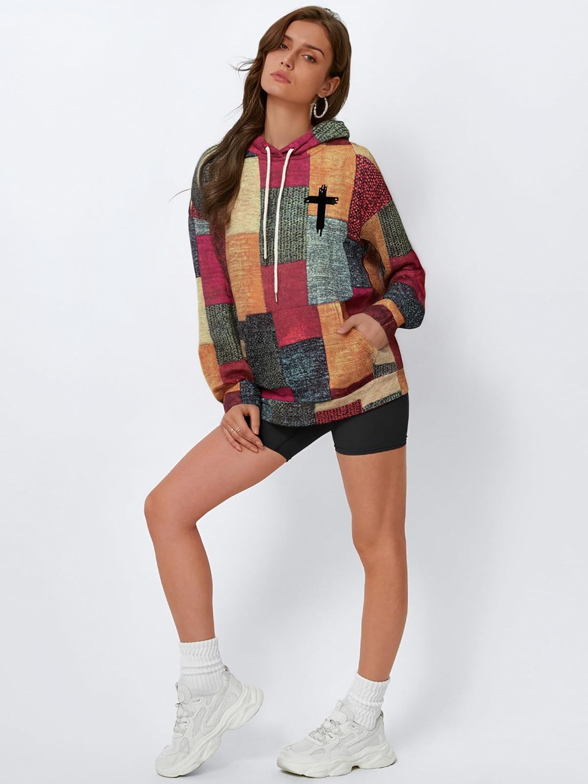 Red Blend, Striped Cross Sweatshirt, Pullover