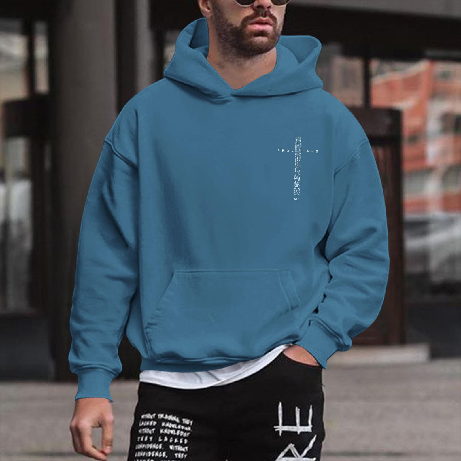 Men Hoodie/ Faith Cross/Vintage Bible Verse/Graphic Pullover