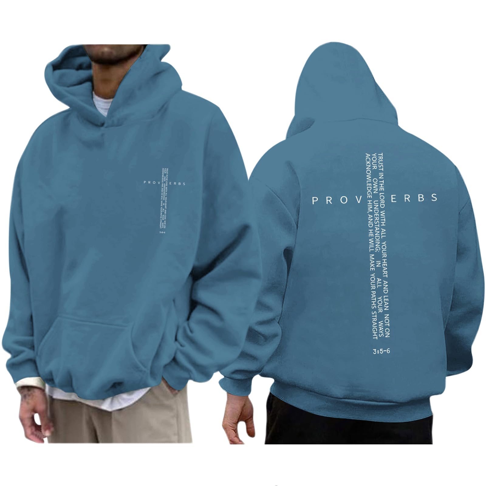Men Hoodie/ Faith Cross/Vintage Bible Verse/Graphic Pullover