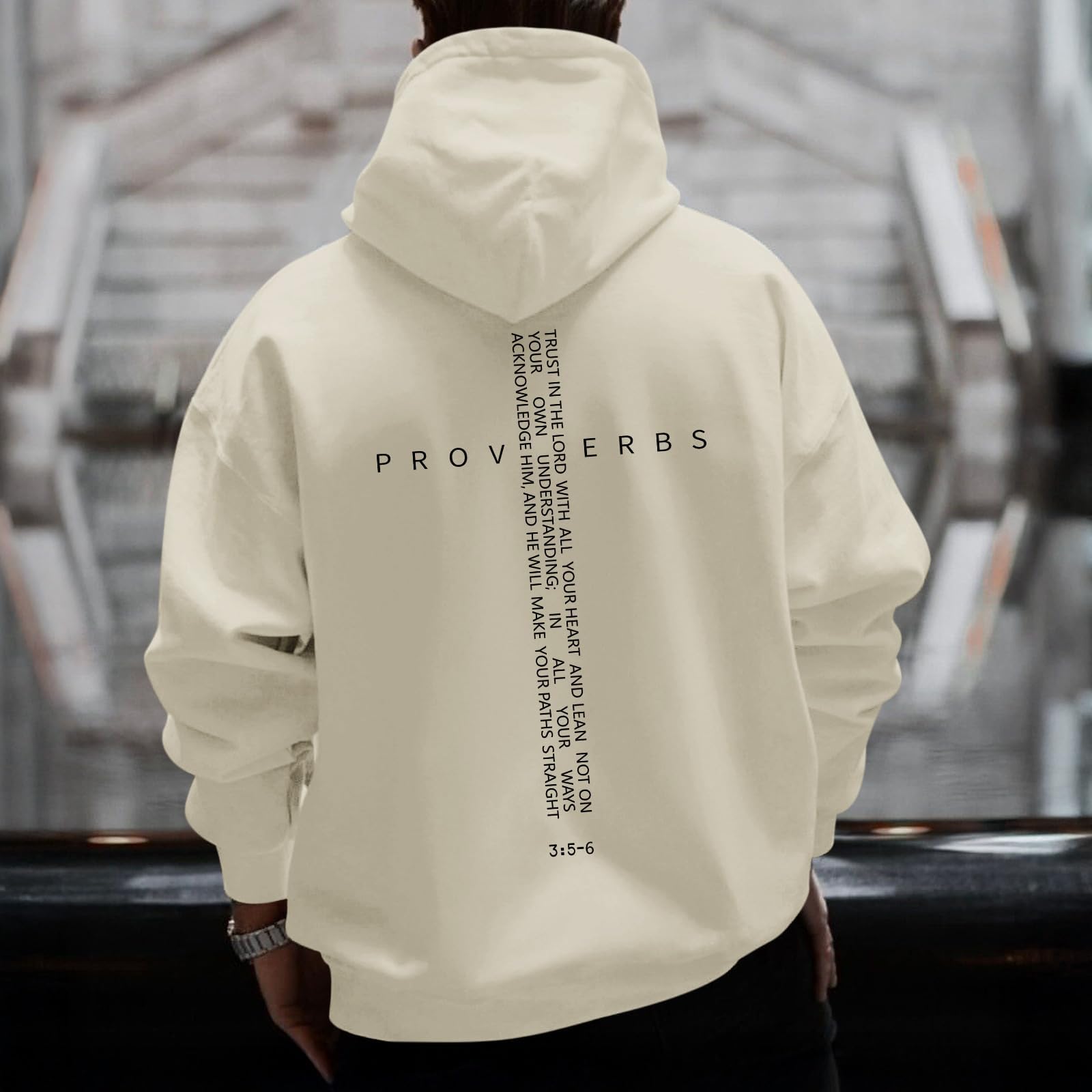 Men Hoodie/ Faith Cross/Vintage Bible Verse/Graphic Pullover