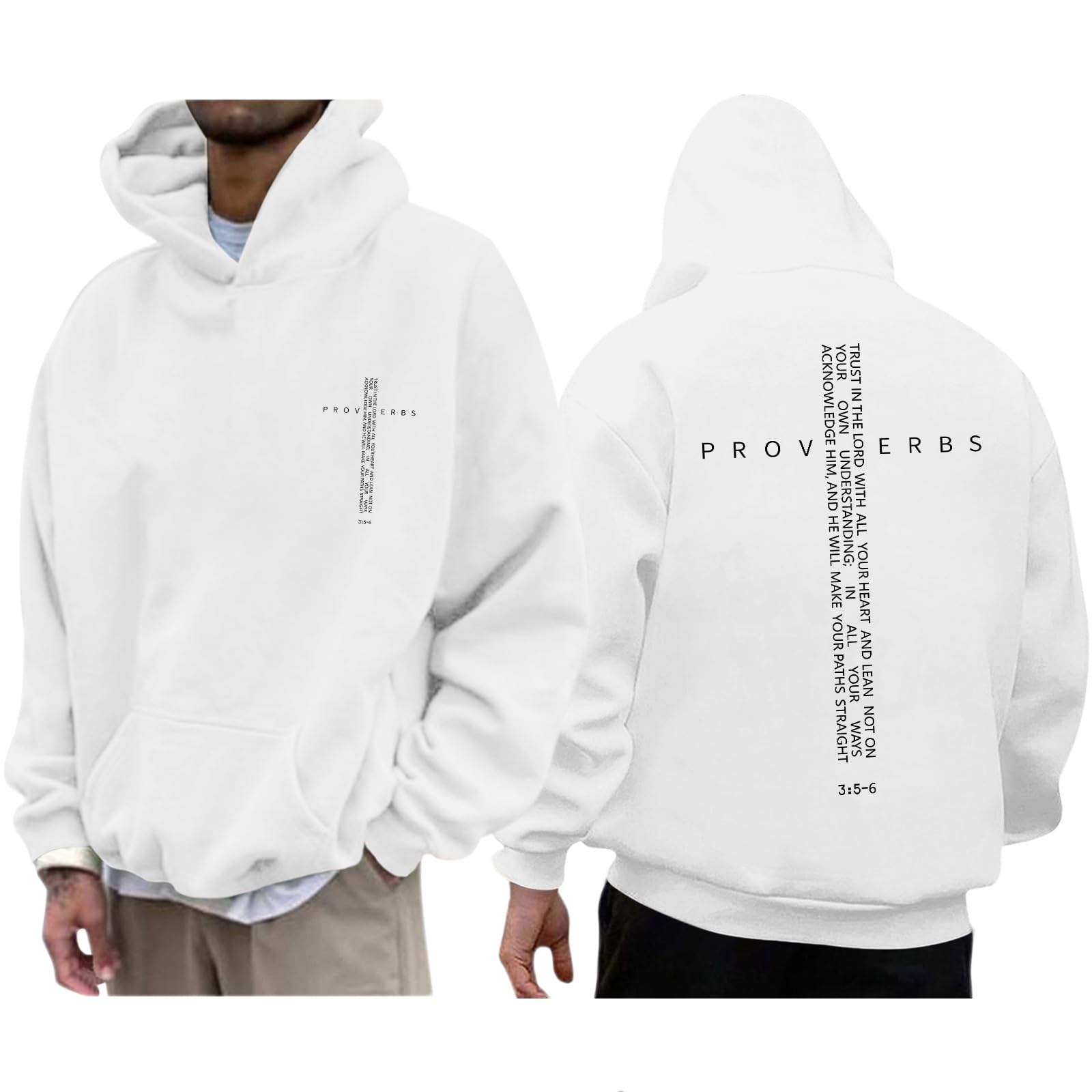 Men Hoodie/ Faith Cross/Vintage Bible Verse/Graphic Pullover