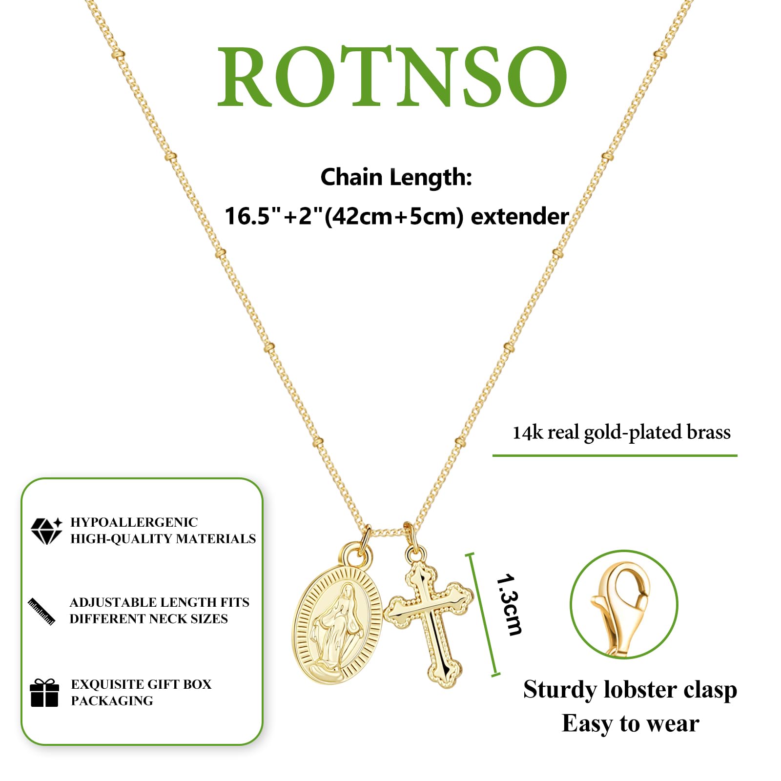 Virgin Mary Dainty Small Cross Pendant