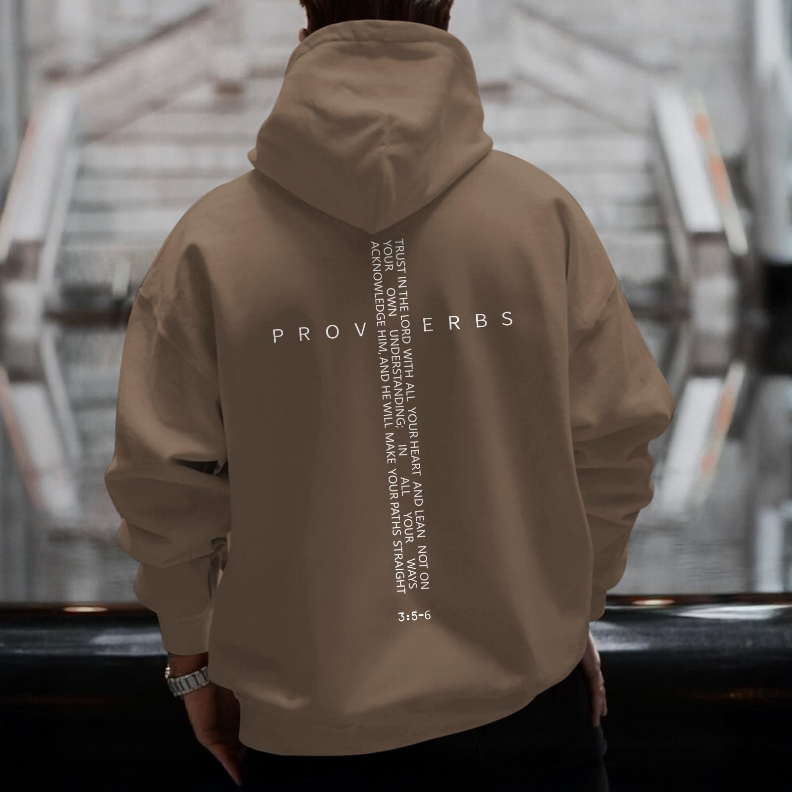 Men Hoodie/ Faith Cross/Vintage Bible Verse/Graphic Pullover