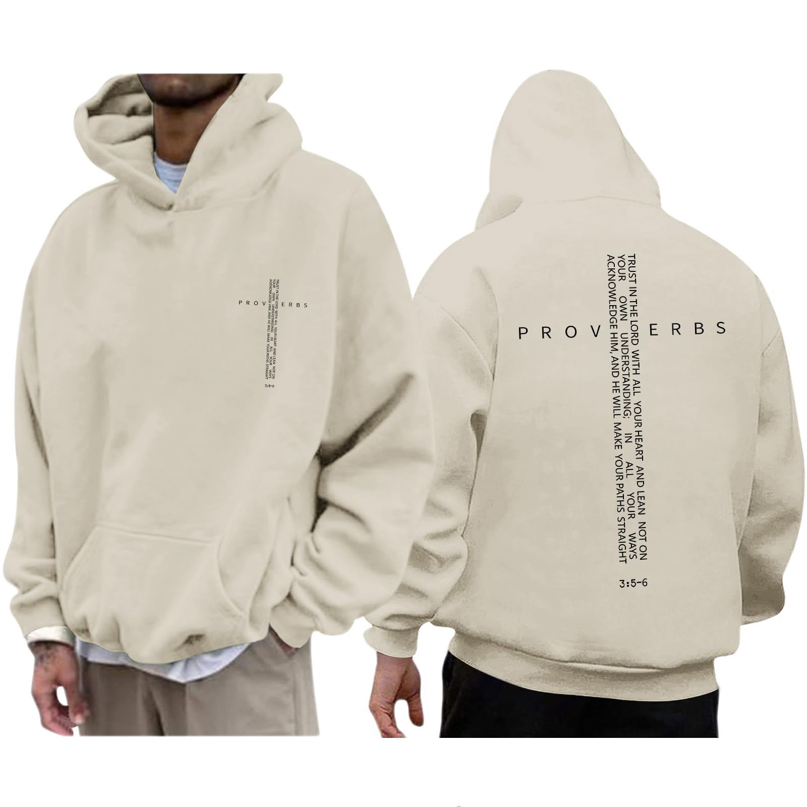Men Hoodie/ Faith Cross/Vintage Bible Verse/Graphic Pullover