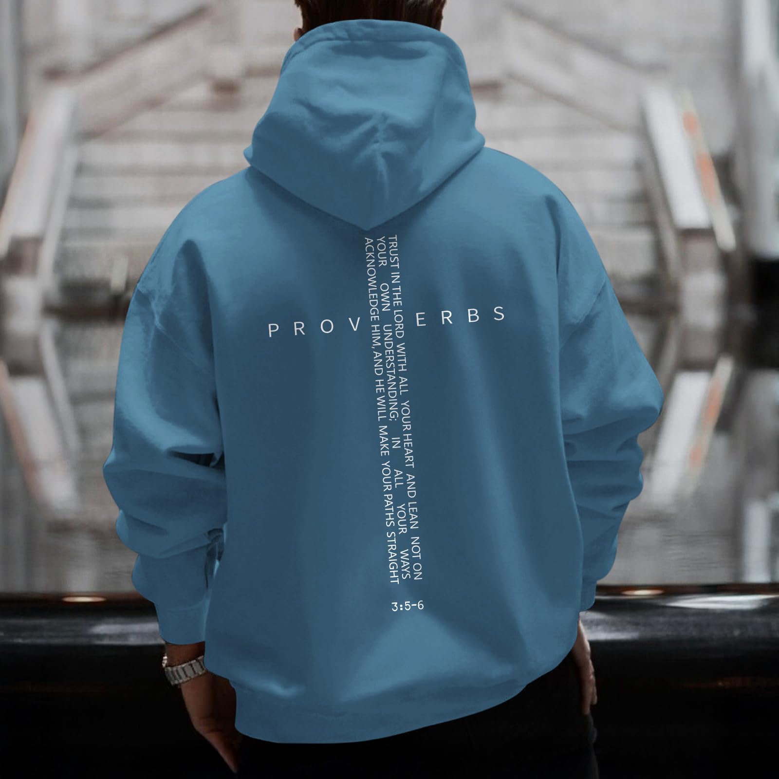 Men Hoodie/ Faith Cross/Vintage Bible Verse/Graphic Pullover