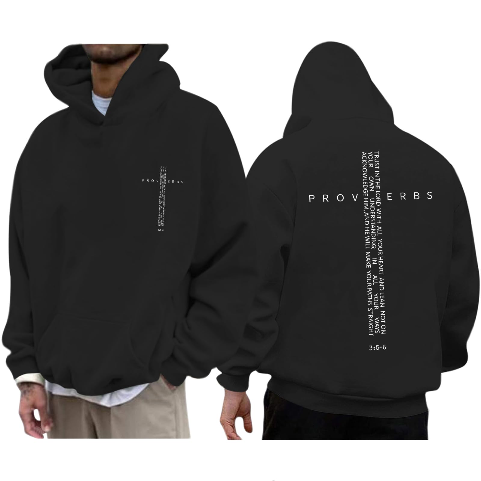 Men Hoodie/ Faith Cross/Vintage Bible Verse/Graphic Pullover