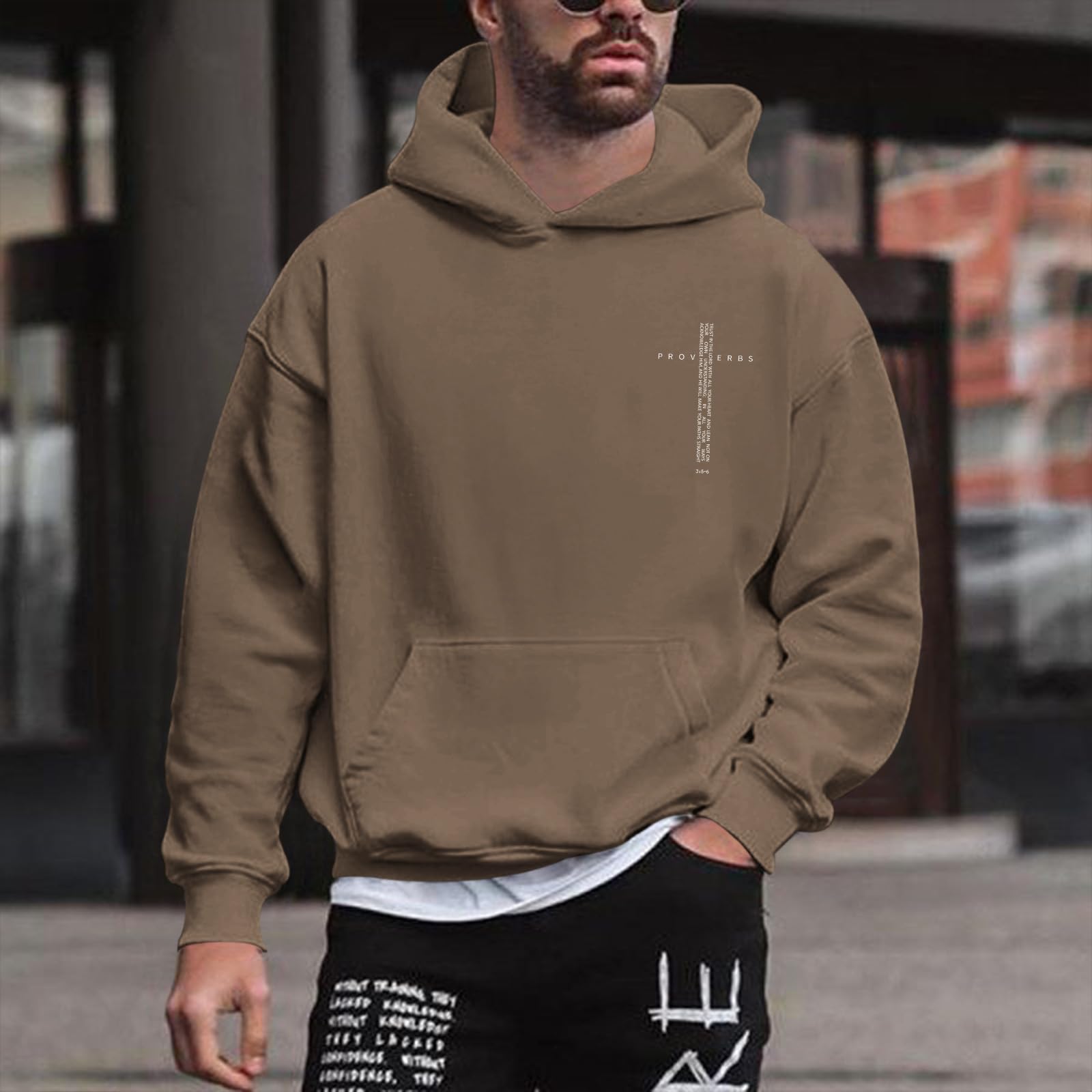 Men Hoodie/ Faith Cross/Vintage Bible Verse/Graphic Pullover