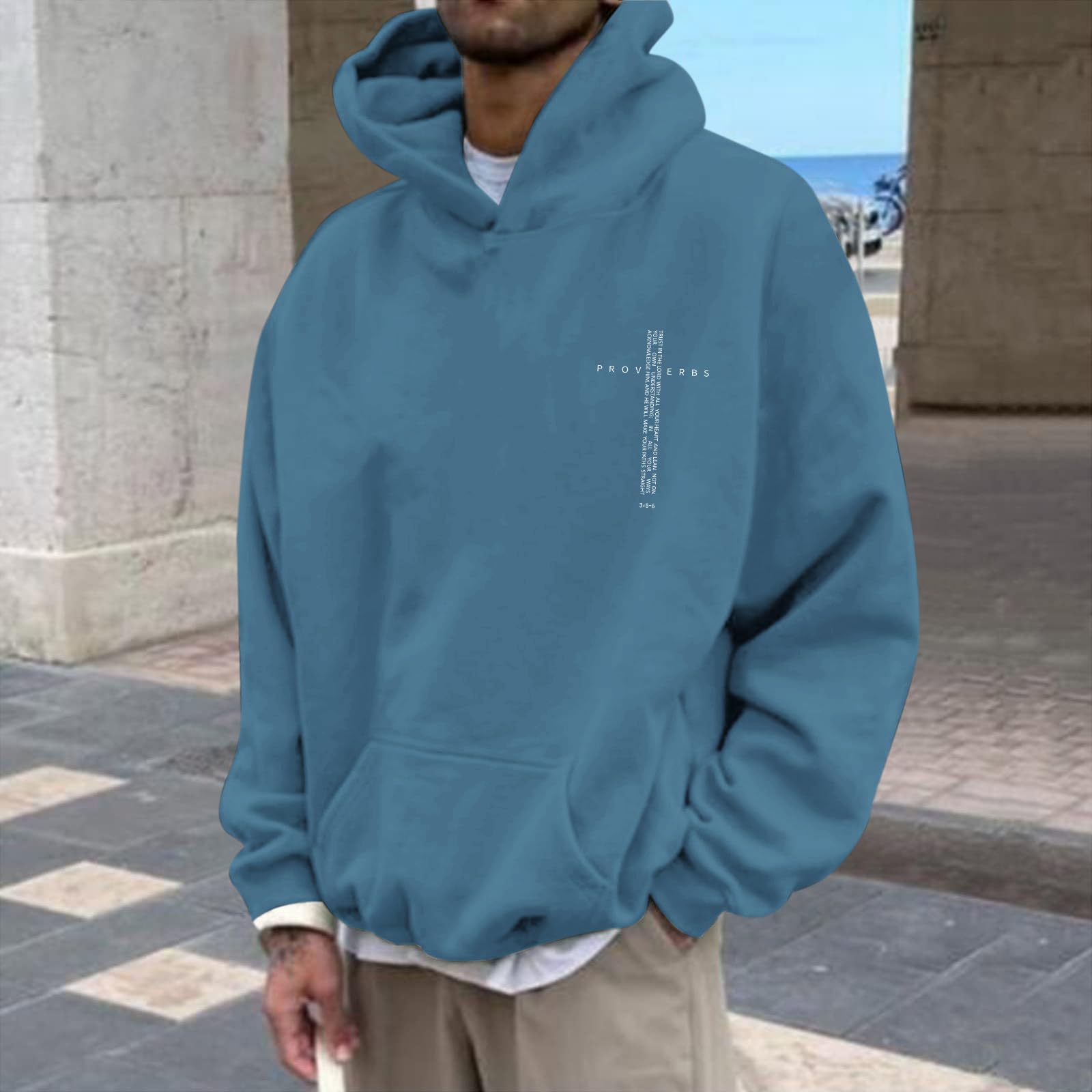 Men Hoodie/ Faith Cross/Vintage Bible Verse/Graphic Pullover