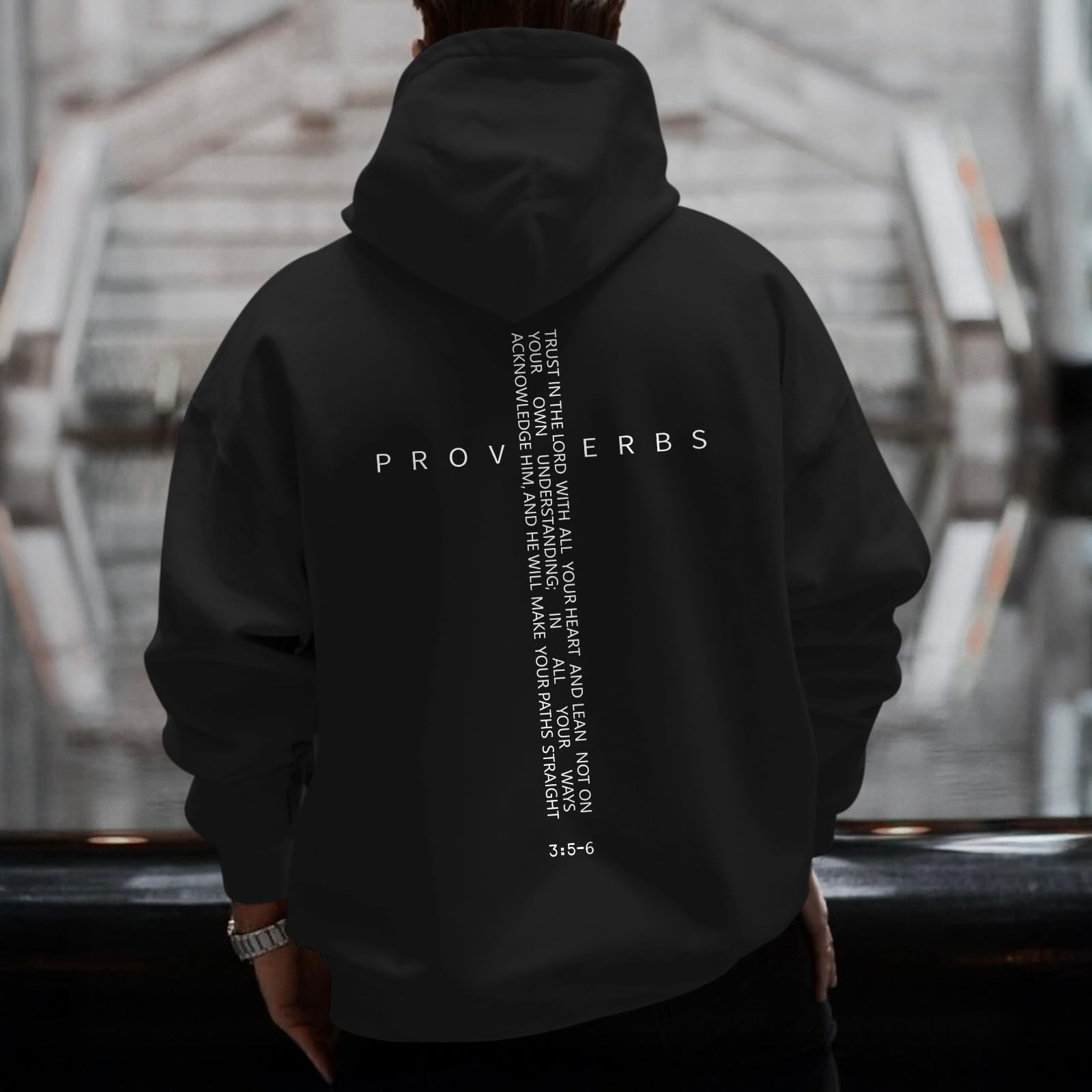 Men Hoodie/ Faith Cross/Vintage Bible Verse/Graphic Pullover