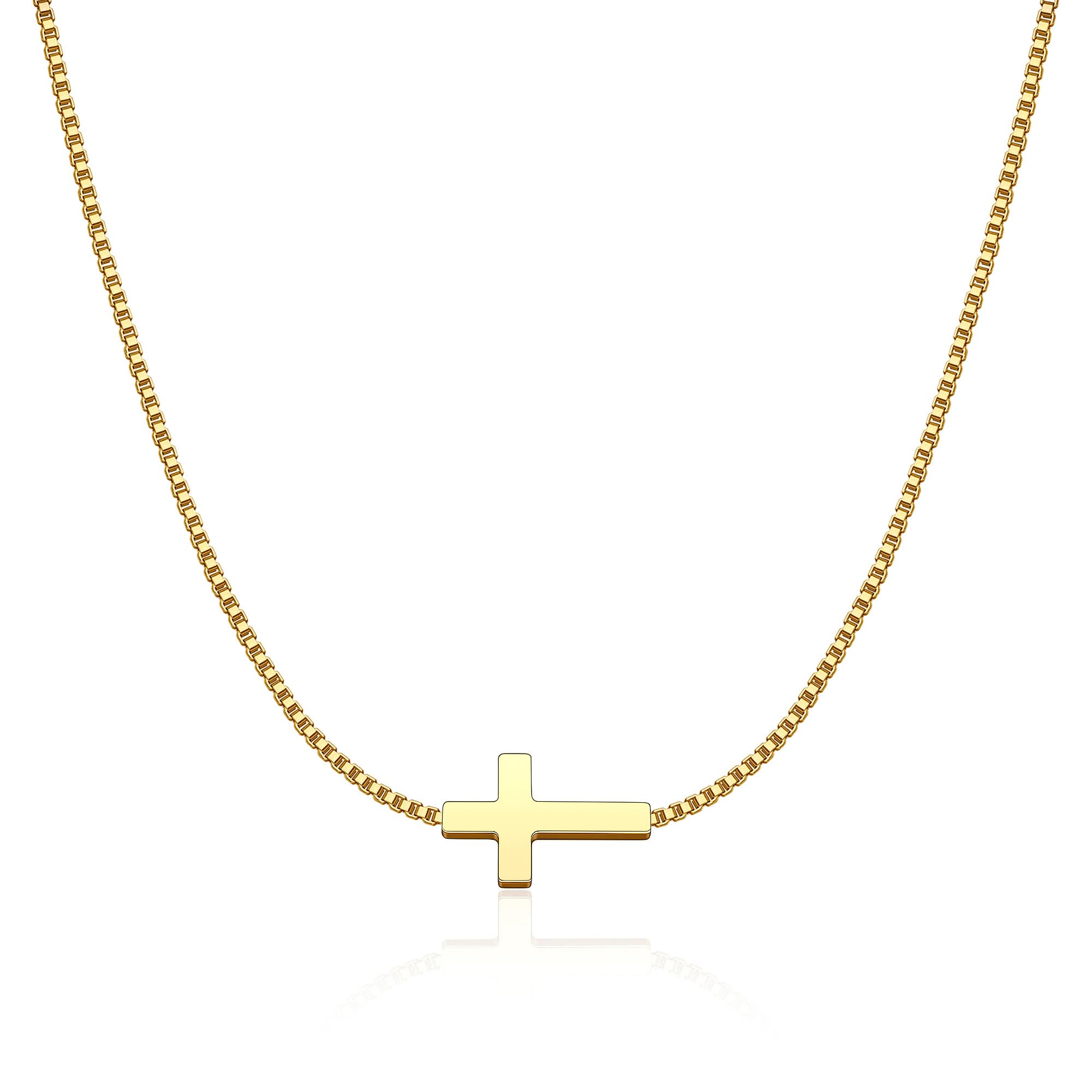 Dainty Small Sideways Cross Pendant