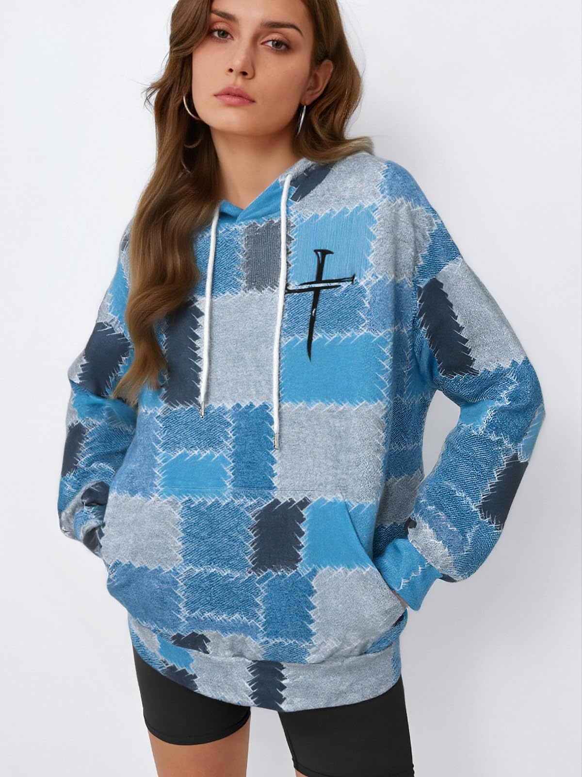 Cool Blue Blend, Striped Cross Sweatshirt, Pullover