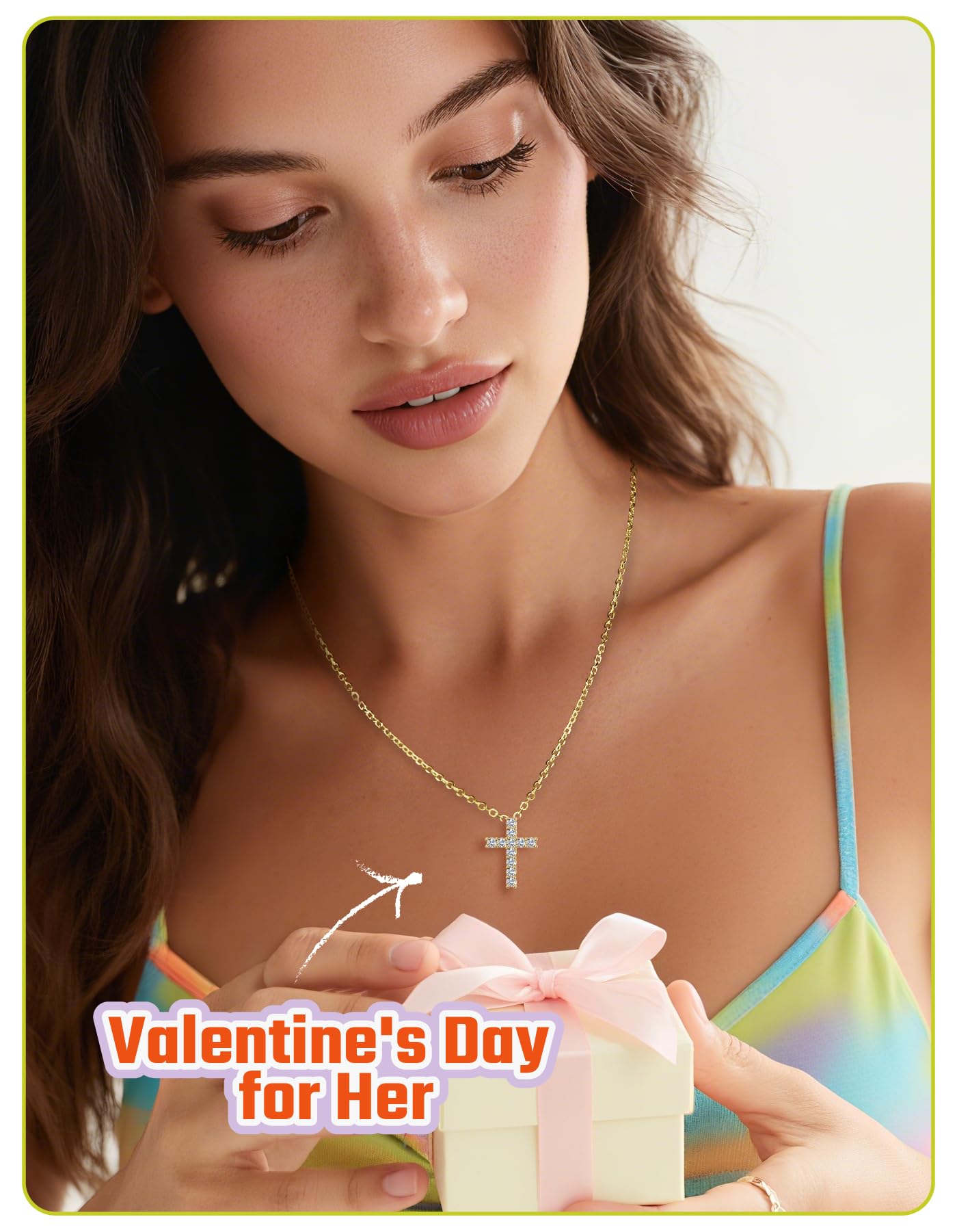 Gold Plated 925 Silver Cross Pendant For Girls