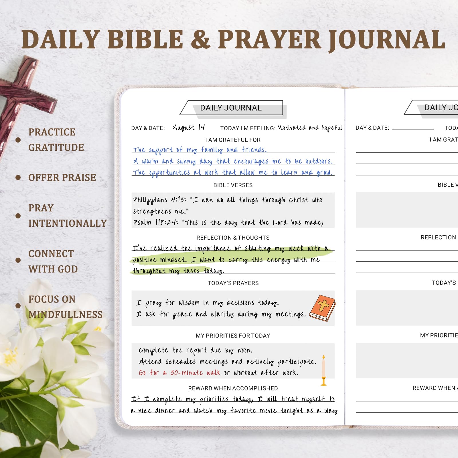 Prayer Journal for Women, Bible Notebook, Beige