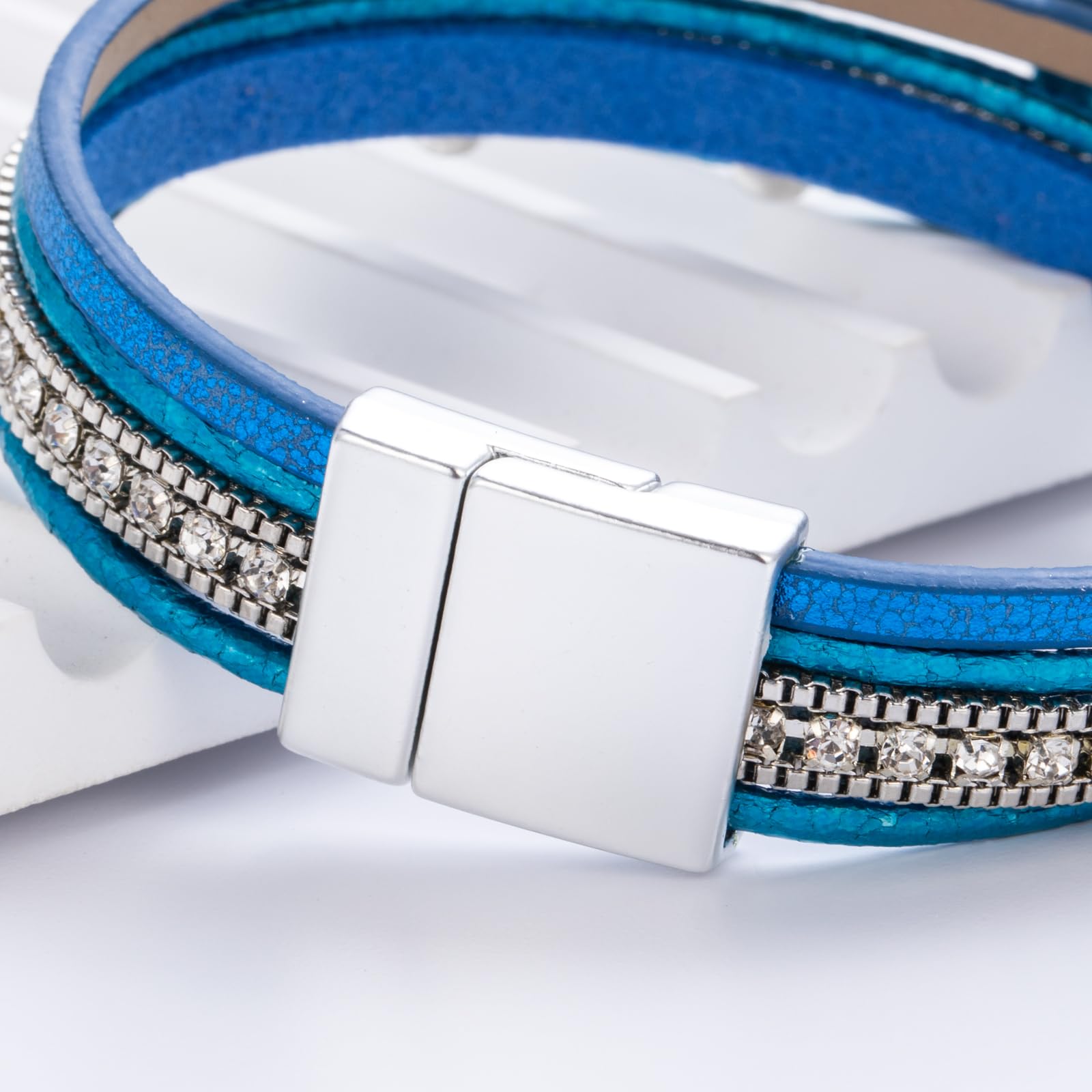 Leather Boho Bead Cross w/ Magnetic Clasp