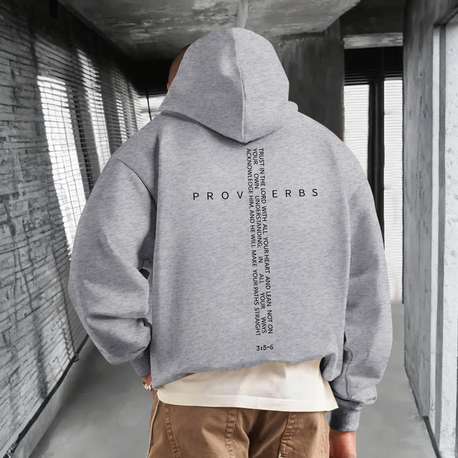 Men Hoodie/ Faith Cross/Vintage Bible Verse/Graphic Pullover