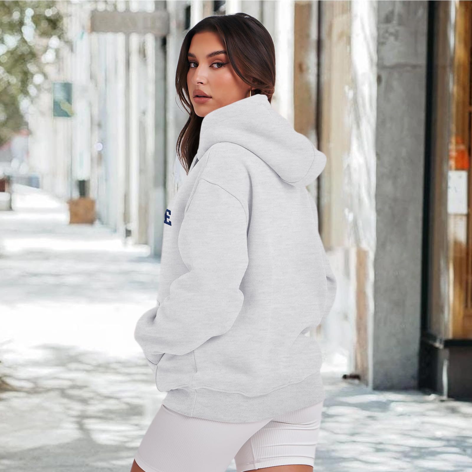 Women Faith Hoodie, Vintage Bible Verse Graphic Pullovers(Heather White)