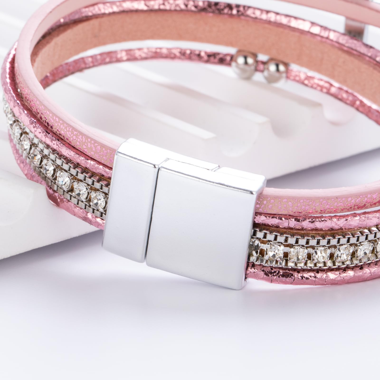 Leather Boho Bead Cross w/ Magnetic Clasp