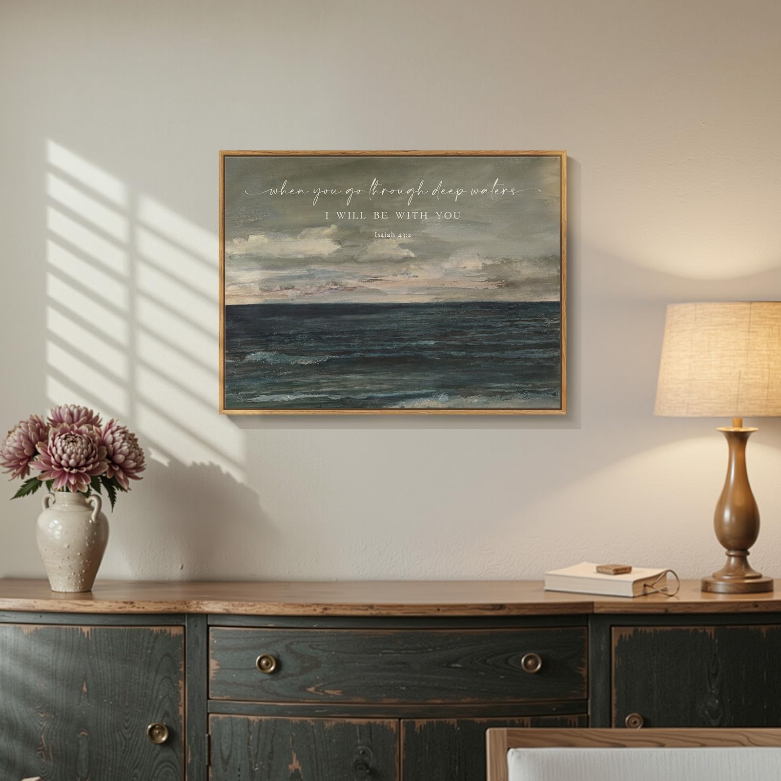 Framed, Deep Waters Landscape Scripture, 12x16 Inch