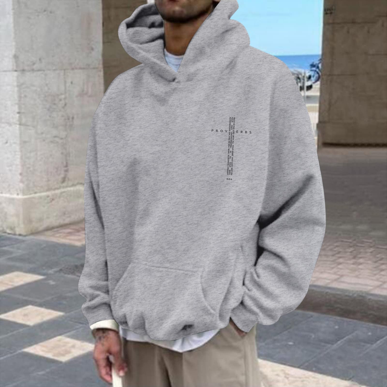 Men Hoodie/ Faith Cross/Vintage Bible Verse/Graphic Pullover