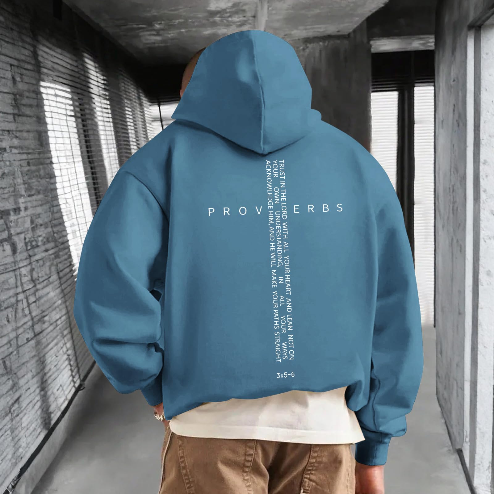 Men Hoodie/ Faith Cross/Vintage Bible Verse/Graphic Pullover