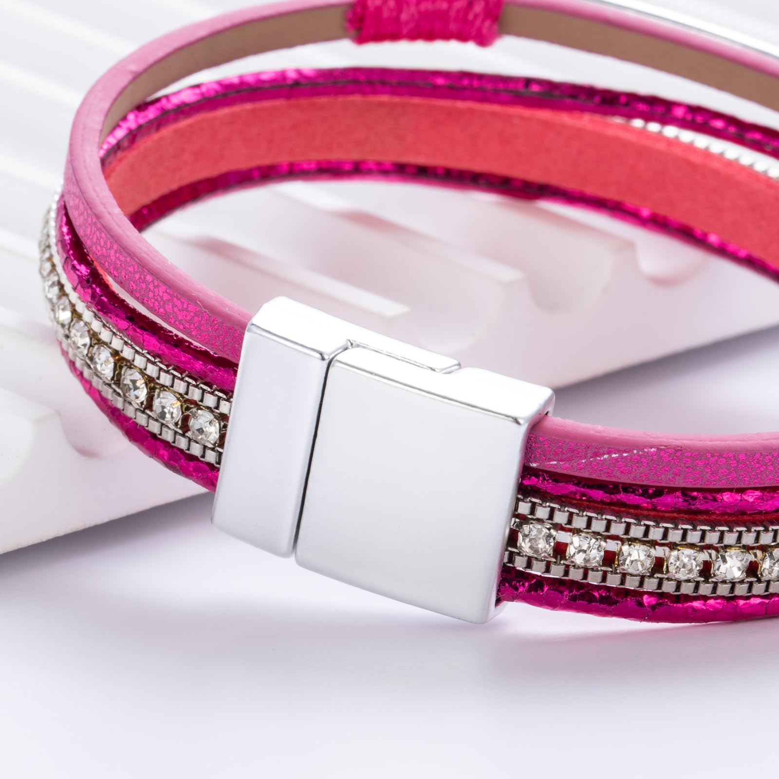 Leather Boho Bead Cross w/ Magnetic Clasp