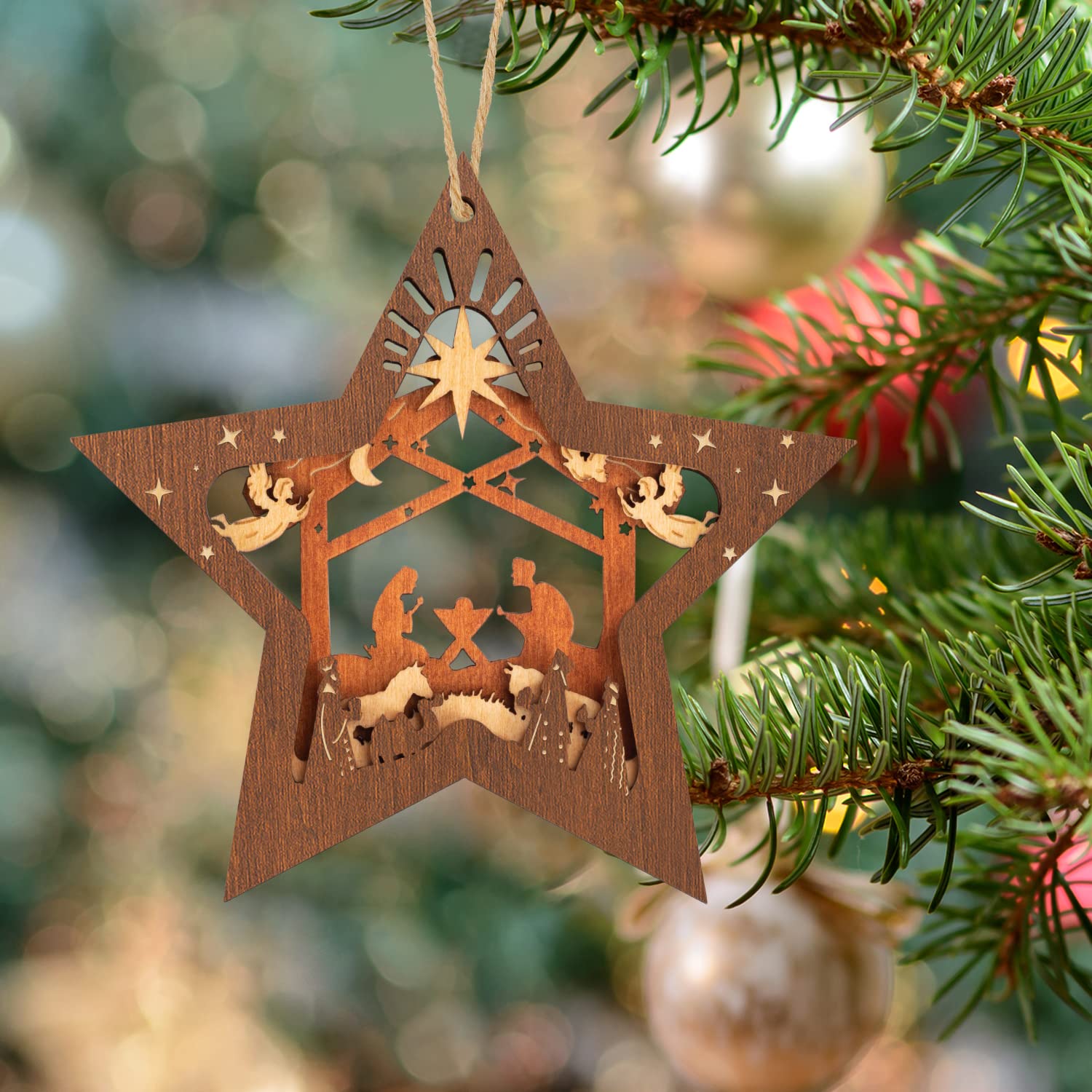 Wooden Star Shaped Ornament