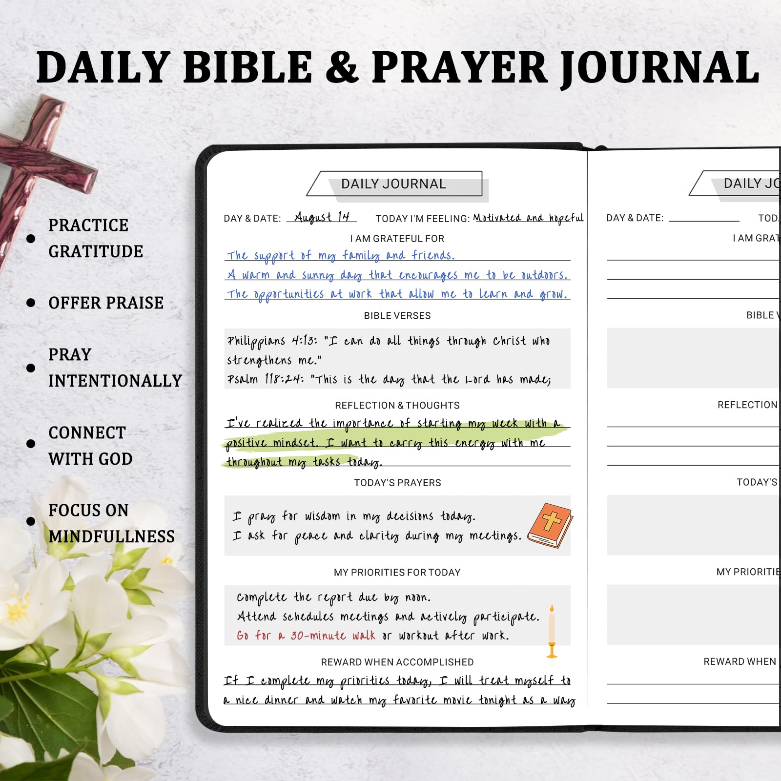 Prayer Journal for Men, Bible Notebook, Black