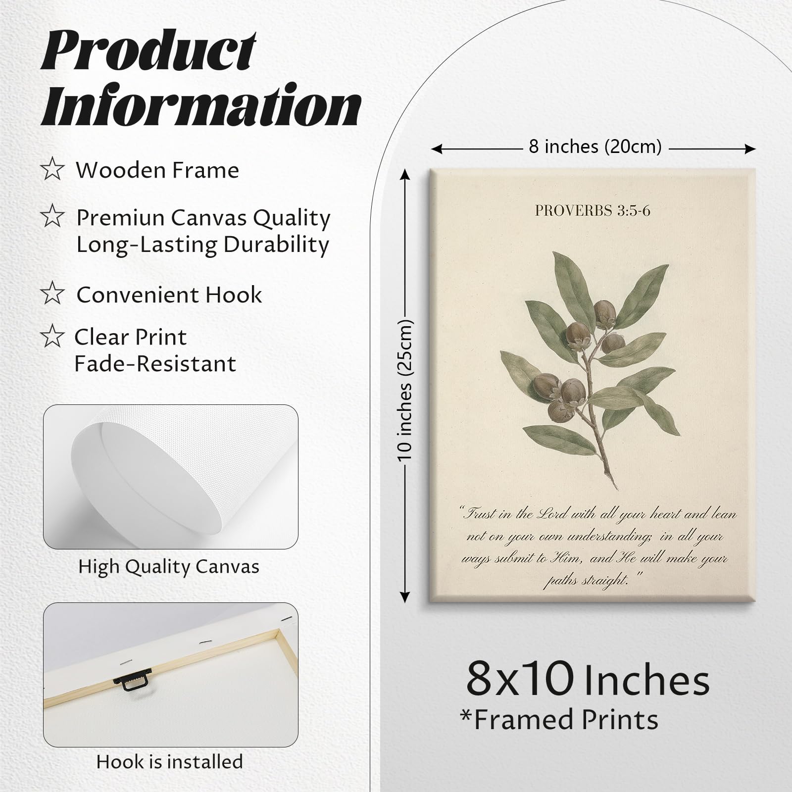 Sage Green, Vintage Bible Verse Canvas /Wall Decor 8x10