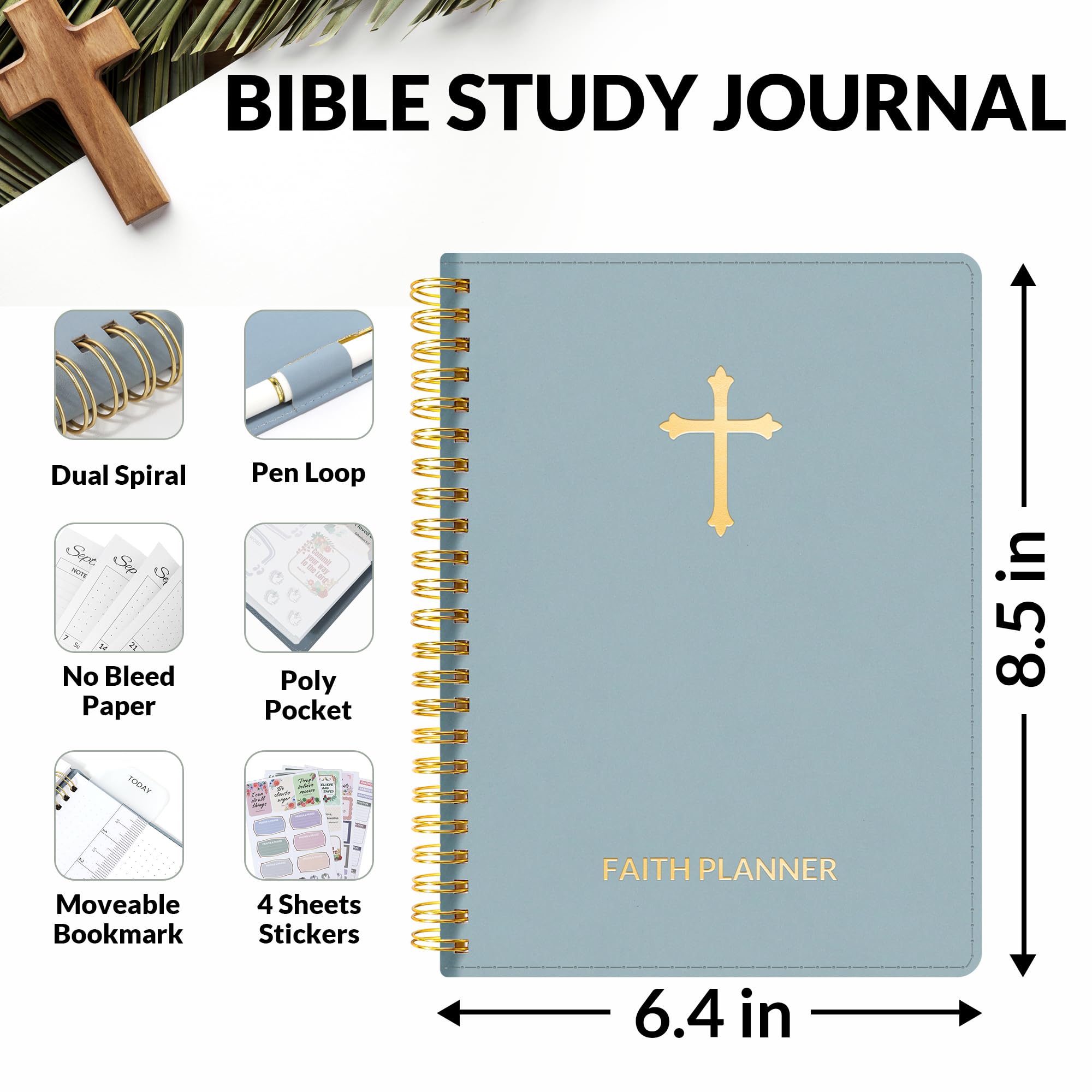 A5, Bible Journal and Prayer Planner(Gray Blue)