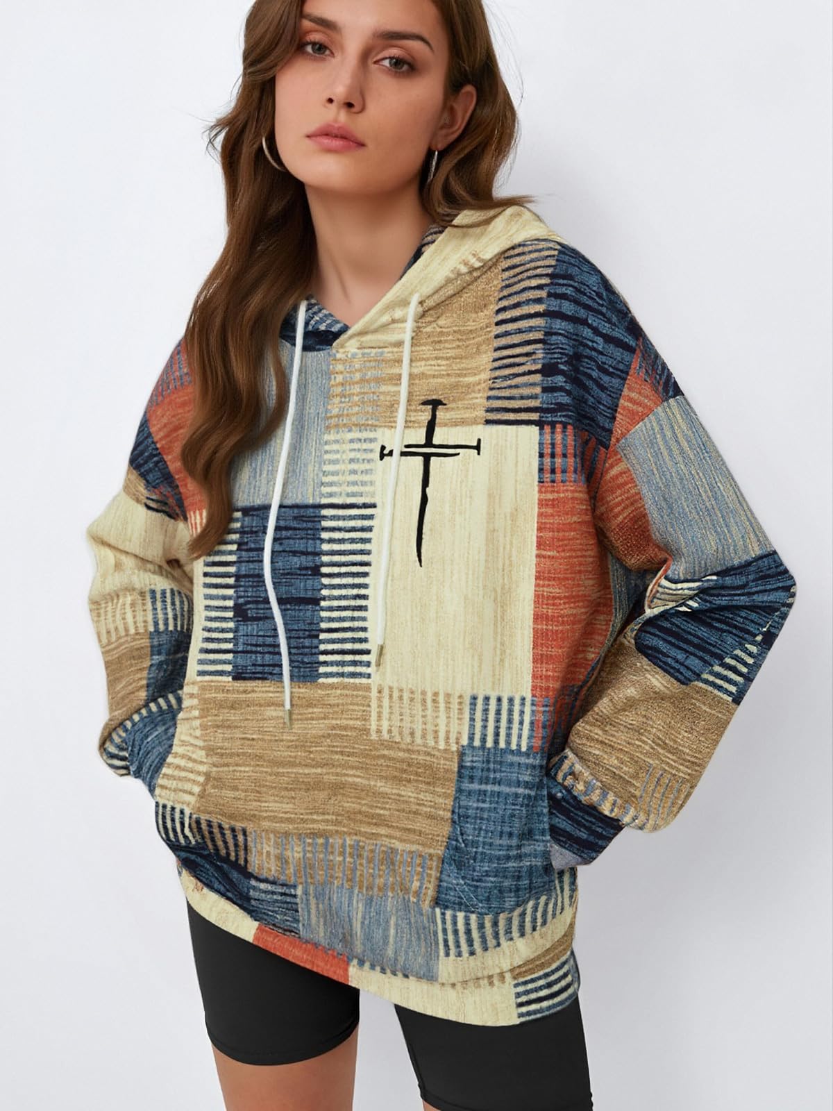 Brown Blend, Striped Cross Sweatshirt, Pullover