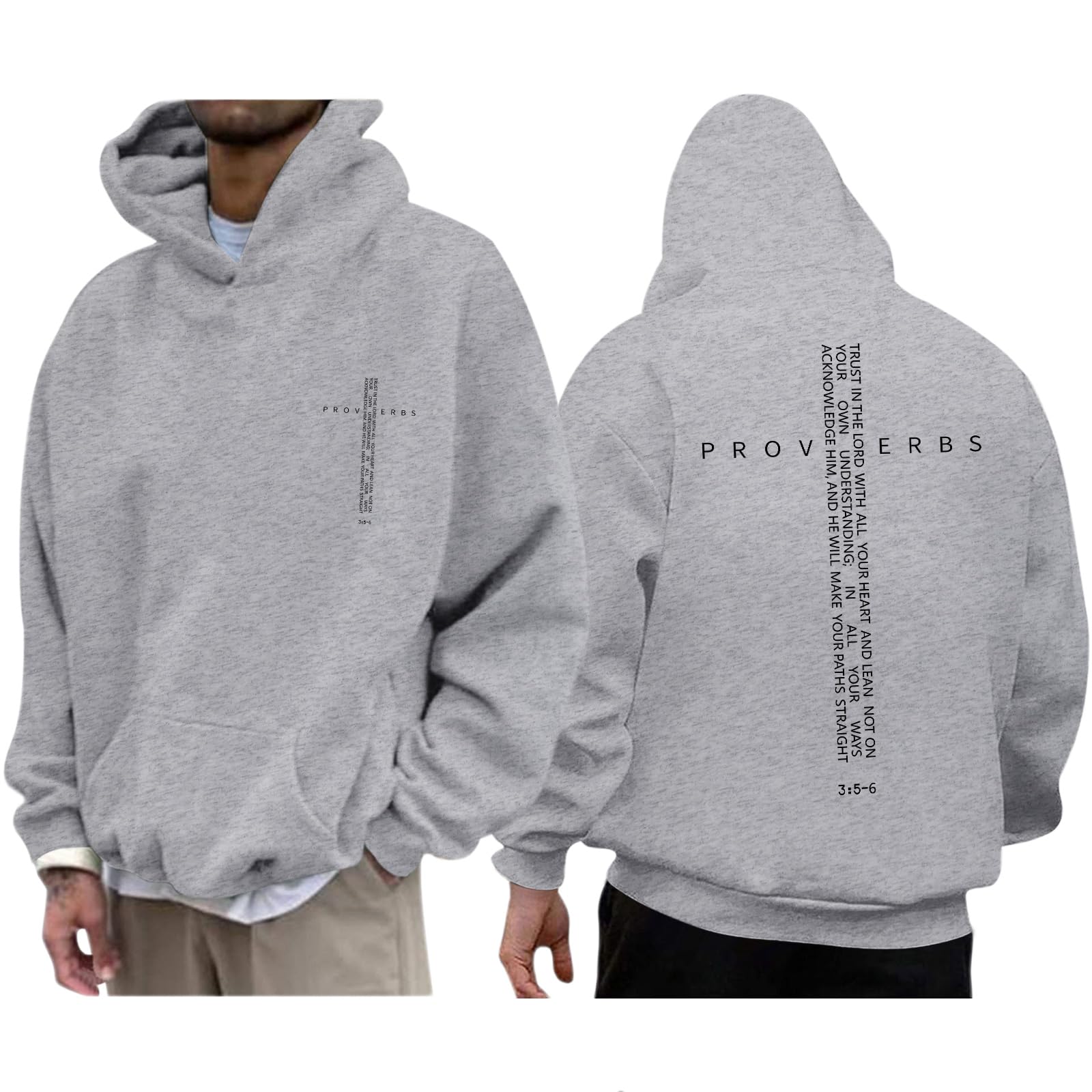 Men Hoodie/ Faith Cross/Vintage Bible Verse/Graphic Pullover
