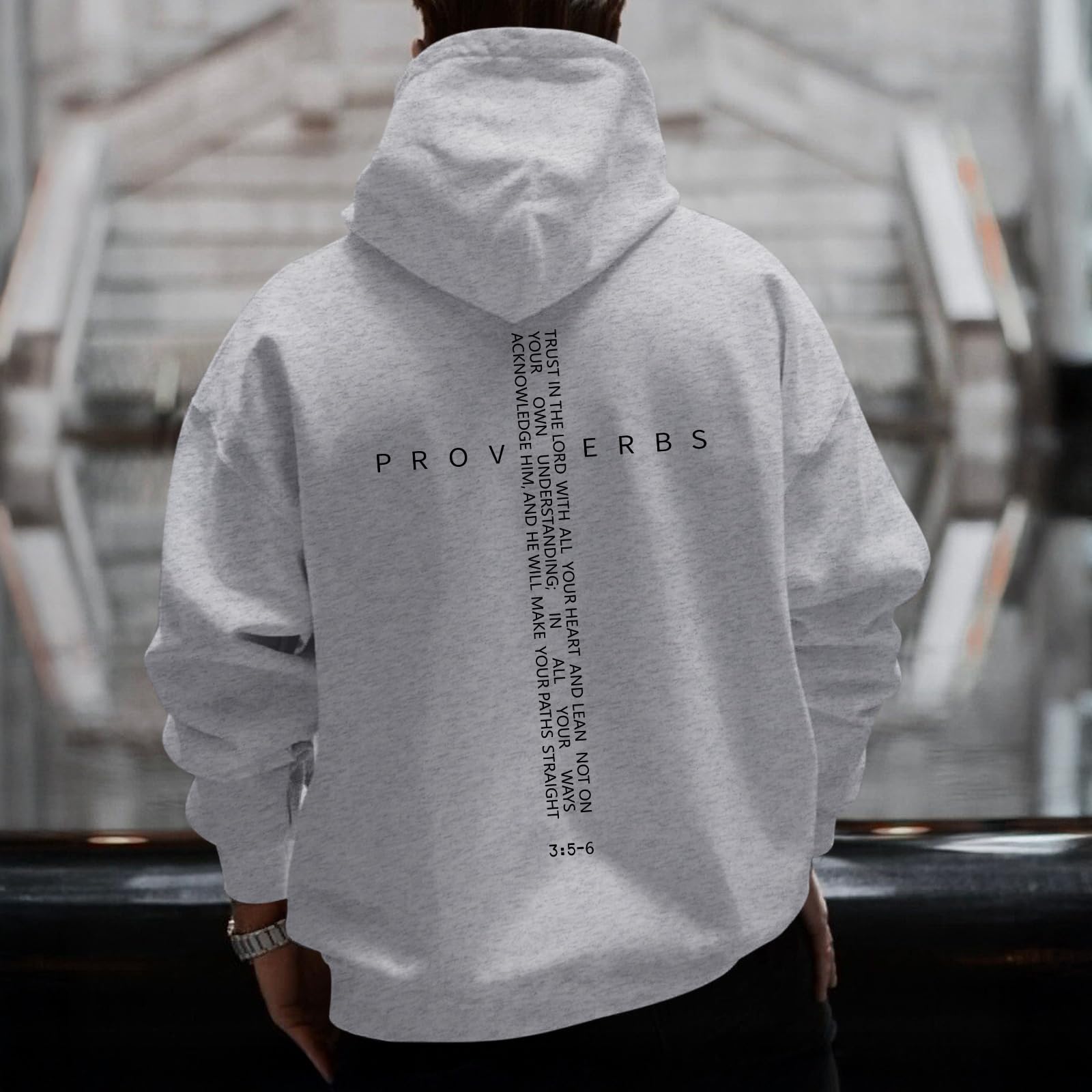 Men Hoodie/ Faith Cross/Vintage Bible Verse/Graphic Pullover