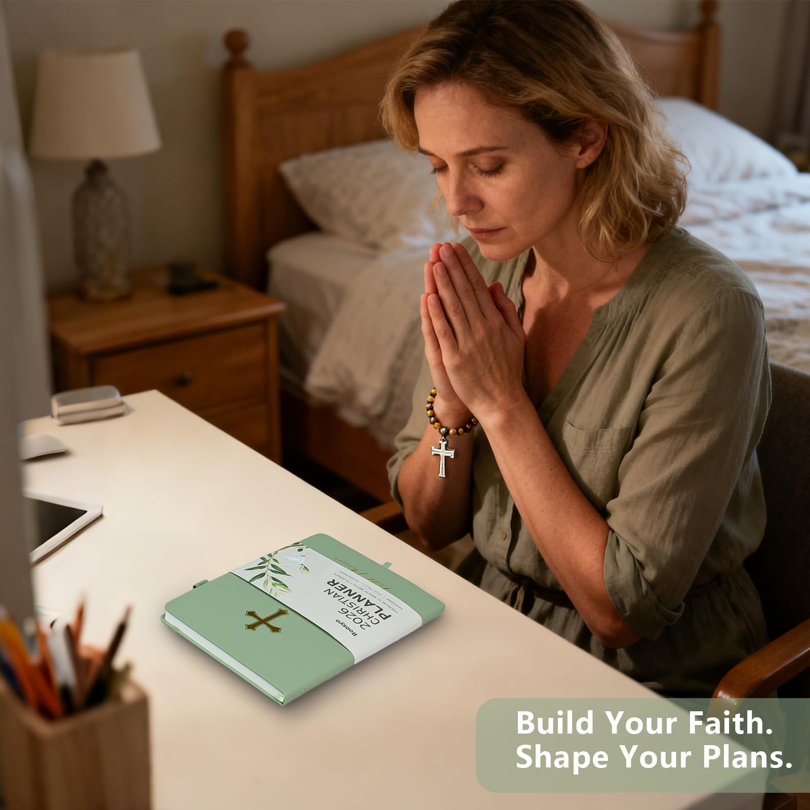 2026 Prayer Notebook, Planner, Hardcover, Sage Green