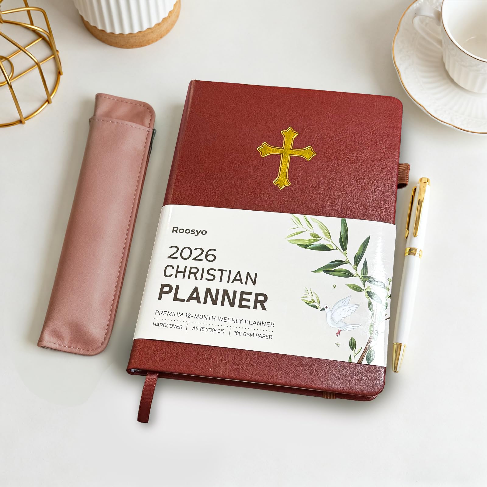 2026 Prayer Notebook, Planner, Hardcover, Burgundy