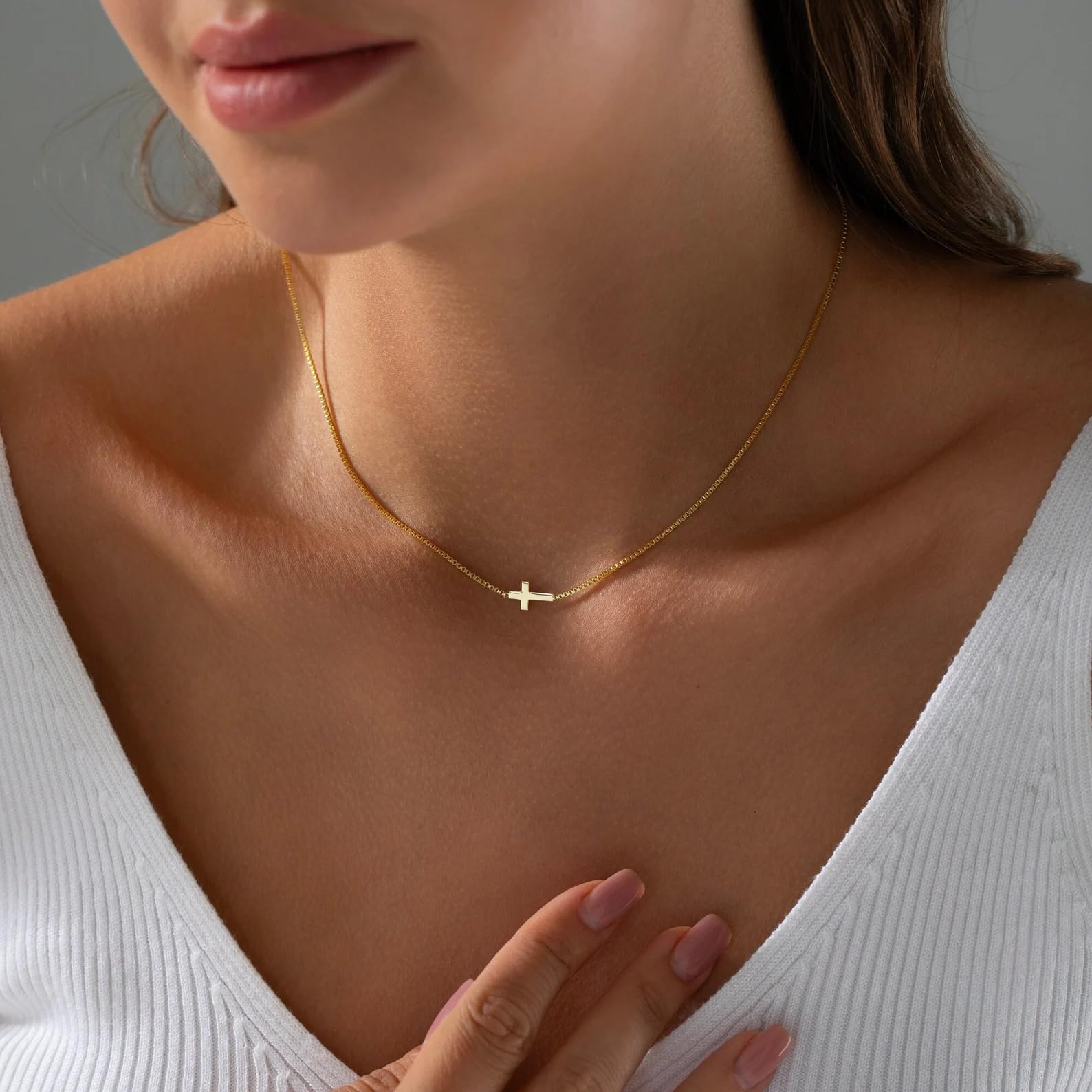 Dainty Small Sideways Cross Pendant