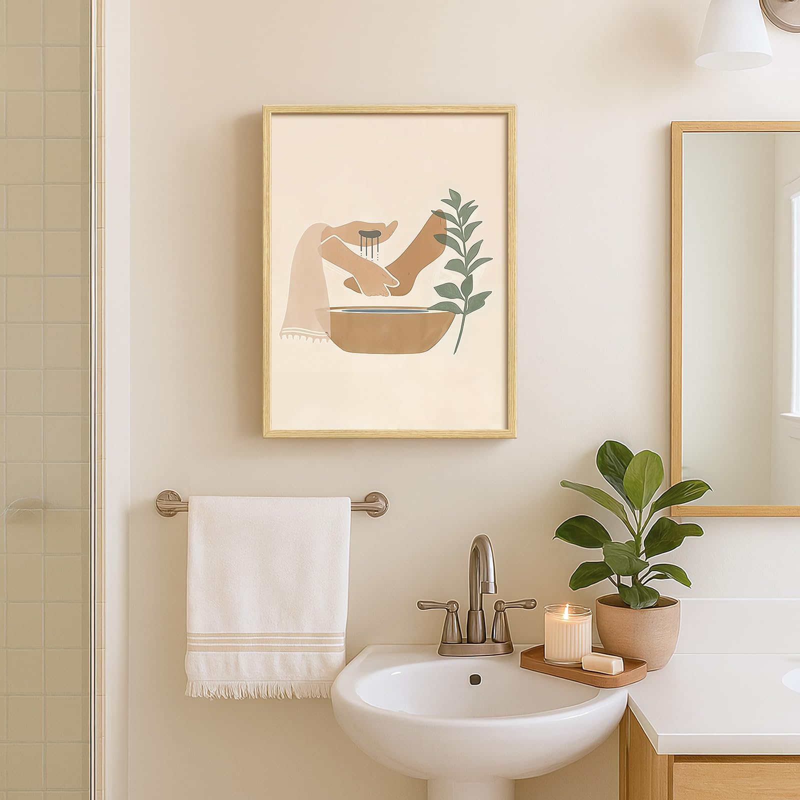 Framed Jesus Washing Feet Canvas Print, 12x16 In