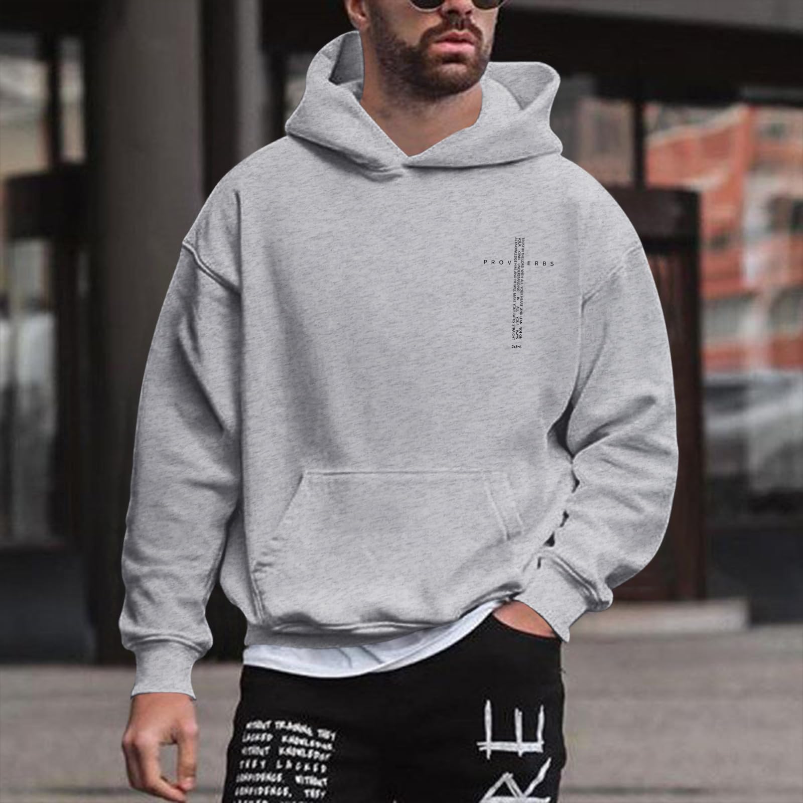 Men Hoodie/ Faith Cross/Vintage Bible Verse/Graphic Pullover