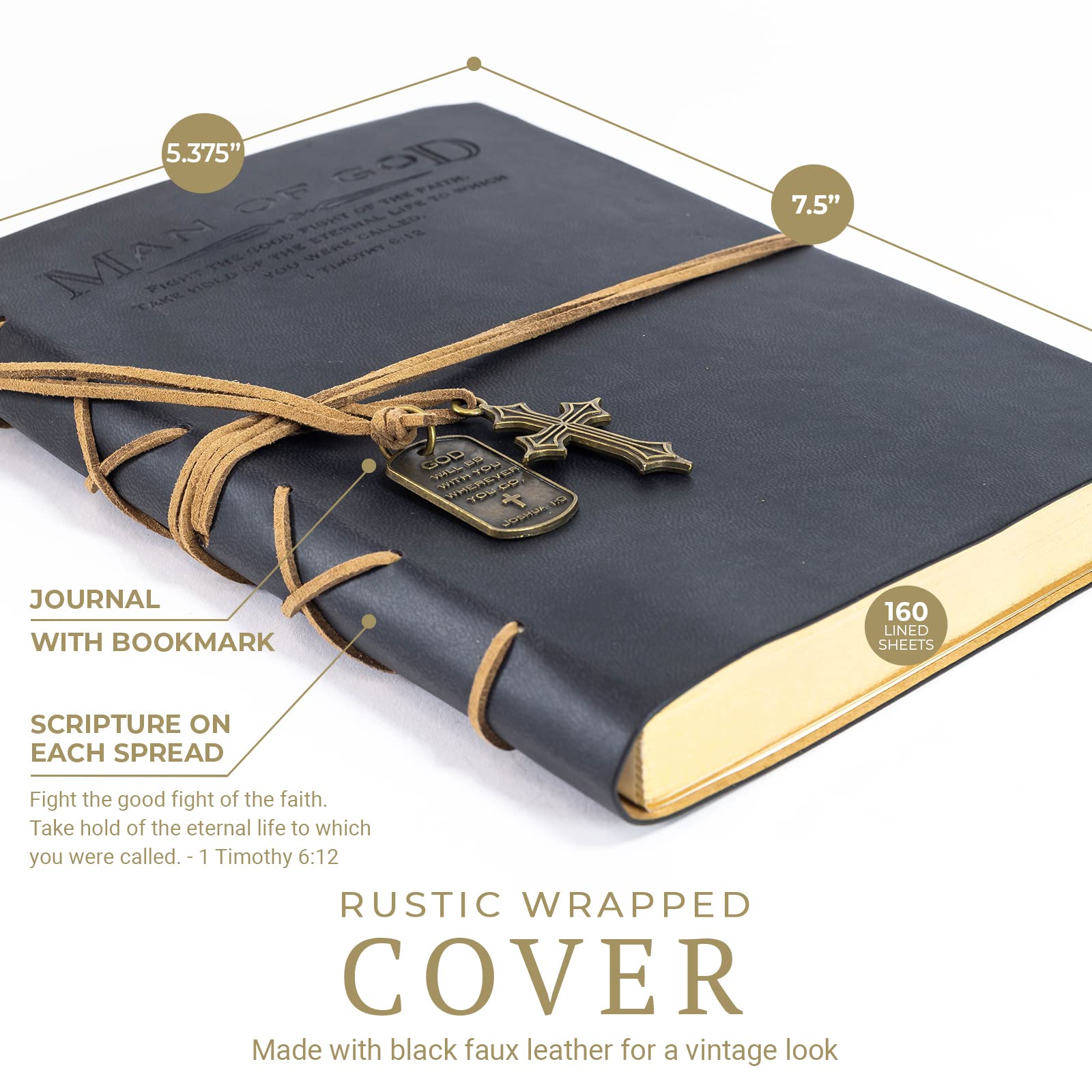 Journal, Man of God w/ Black Cross Charm