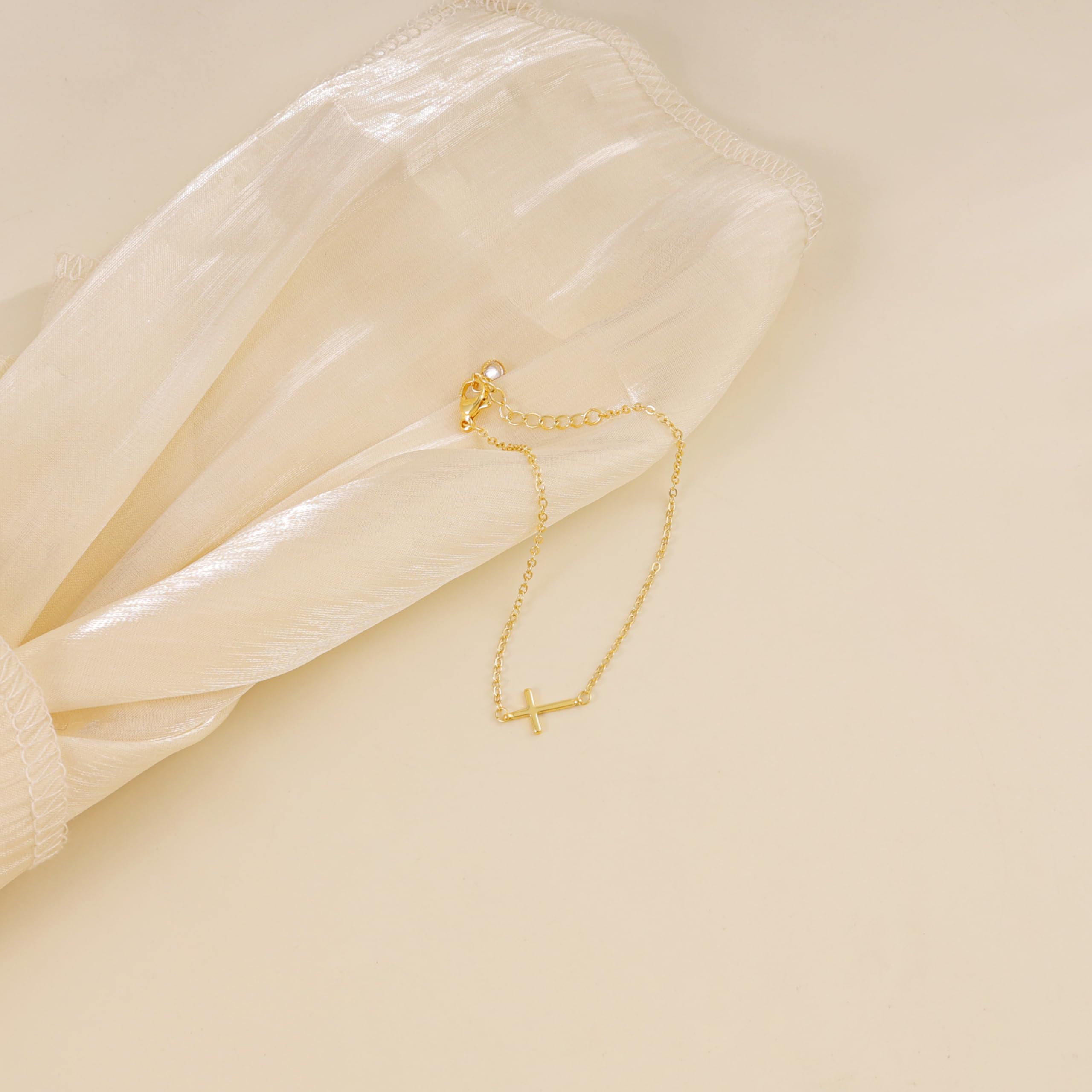 Dainty Cross Bracelet 14k Gold