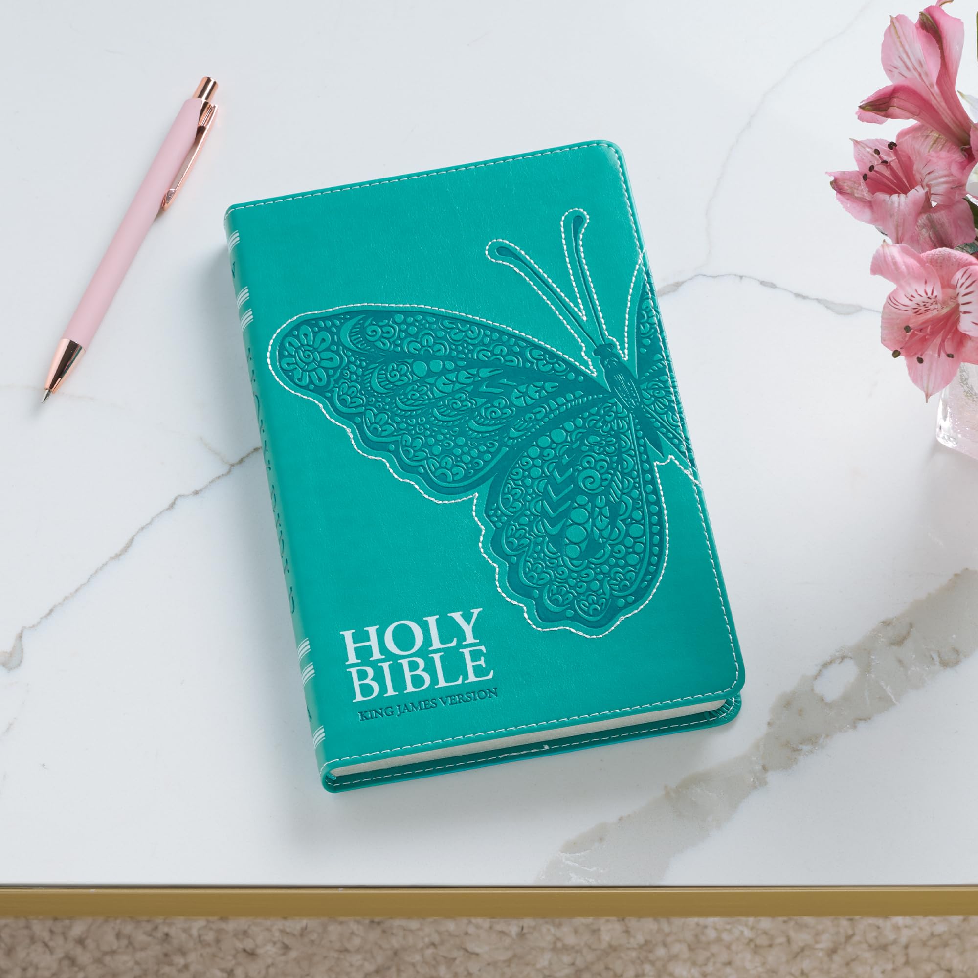 KJV Holy Bible for Girls/Teens, Flexible Cover, Teal Butterfly (KJV Gift Editions)