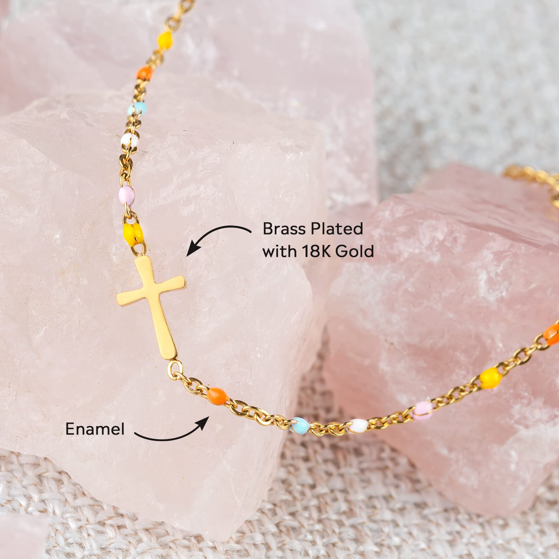 Dainty 18K gold–plated cross bracelet