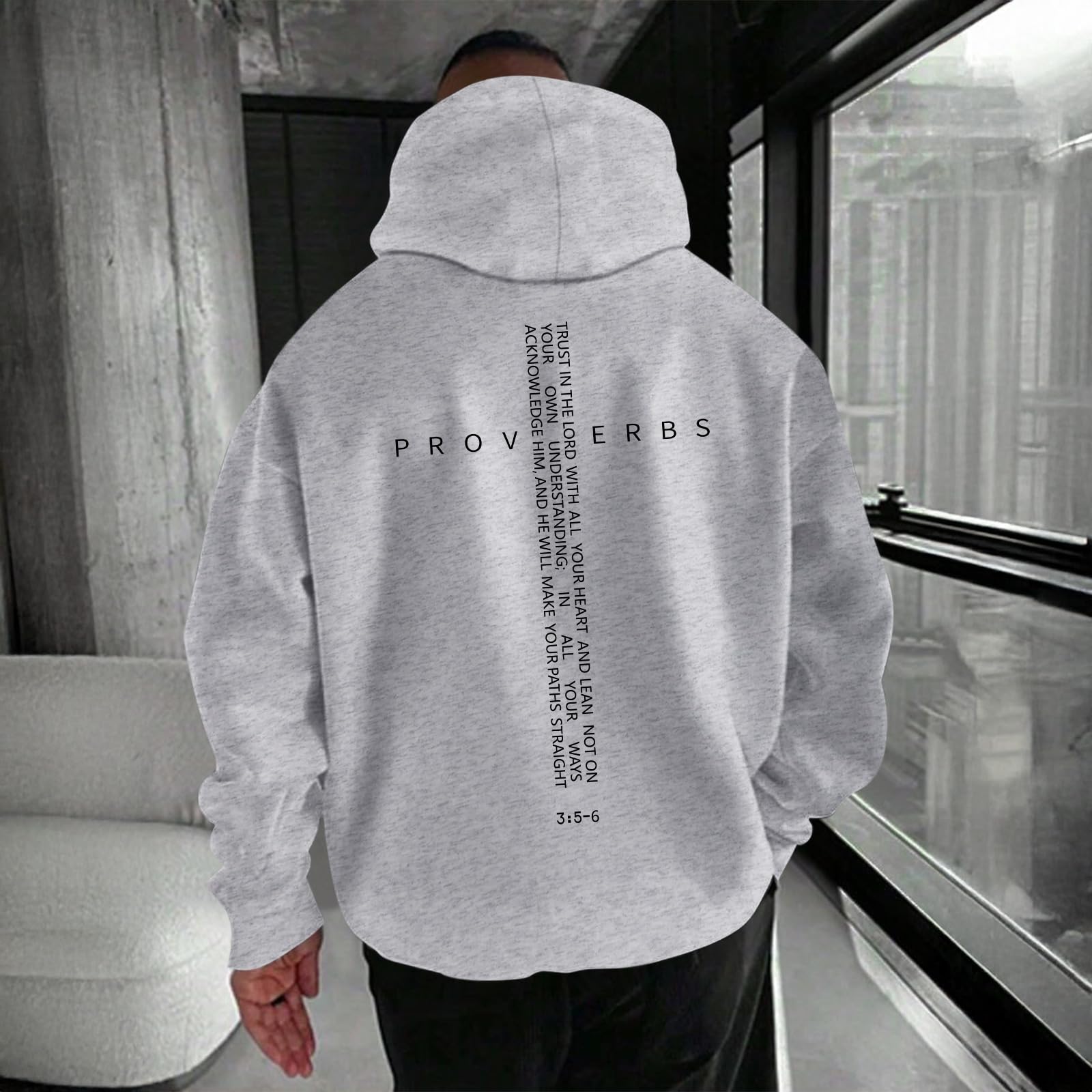 Men Hoodie/ Faith Cross/Vintage Bible Verse/Graphic Pullover