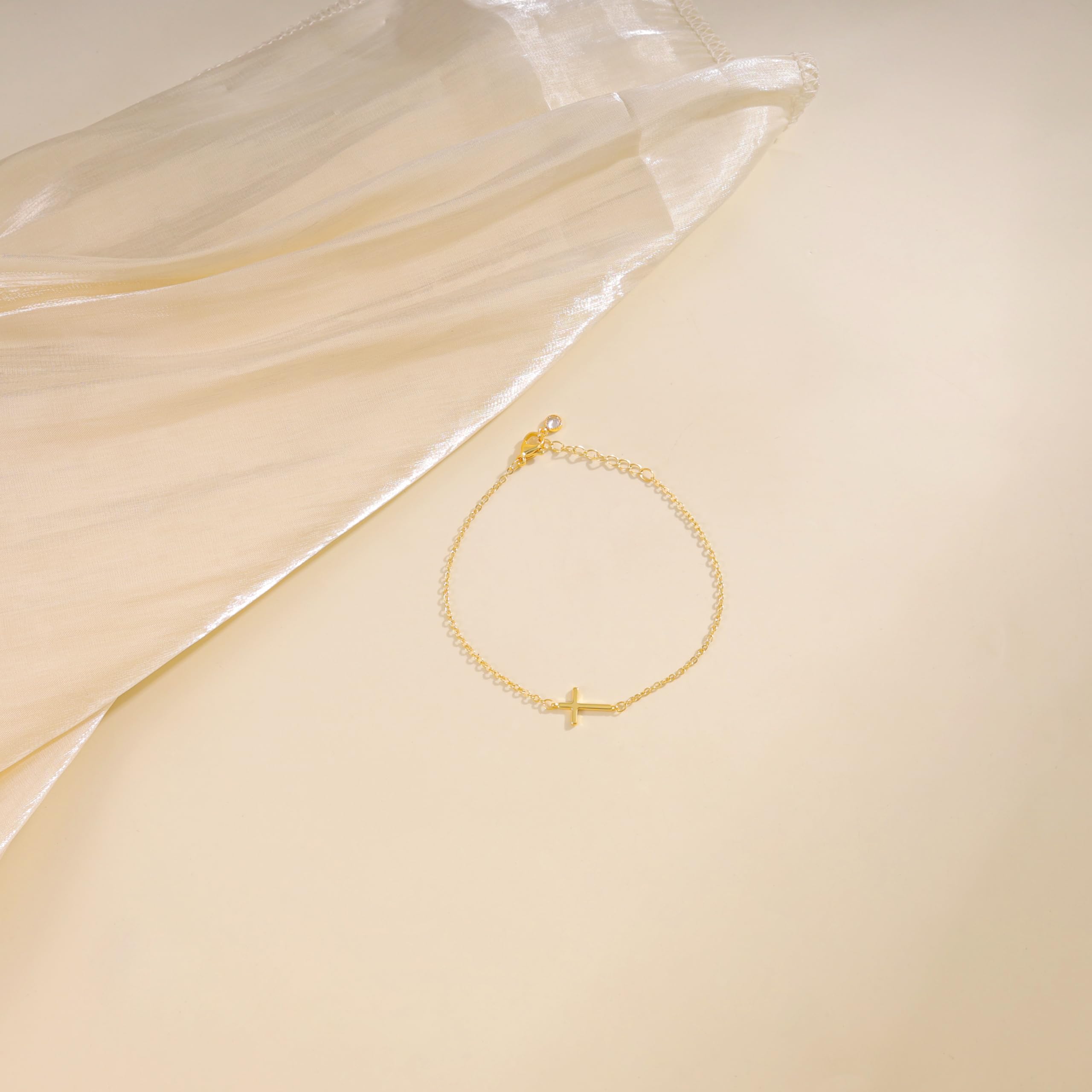 Dainty Cross Bracelet 14k Gold