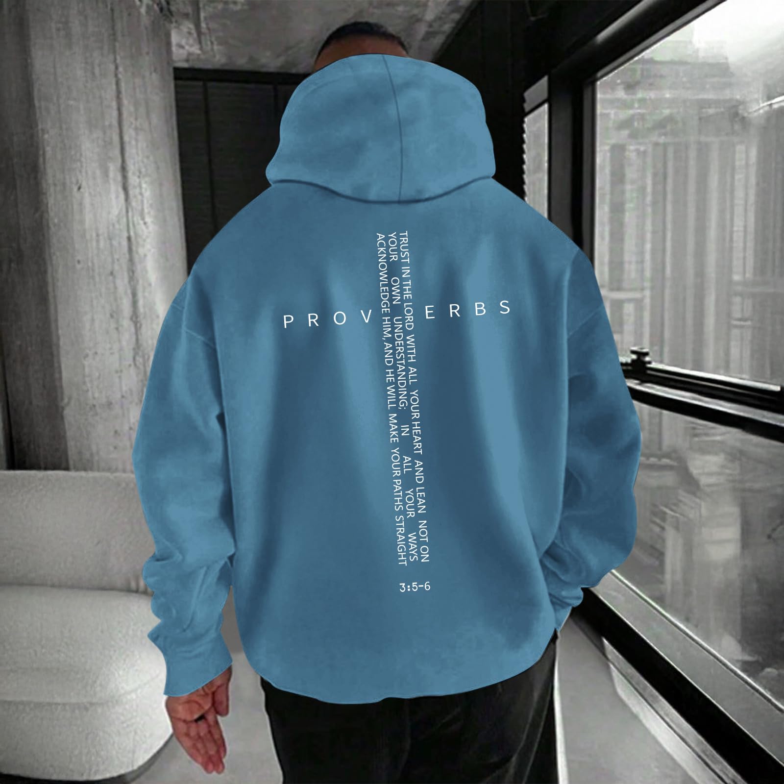 Men Hoodie/ Faith Cross/Vintage Bible Verse/Graphic Pullover