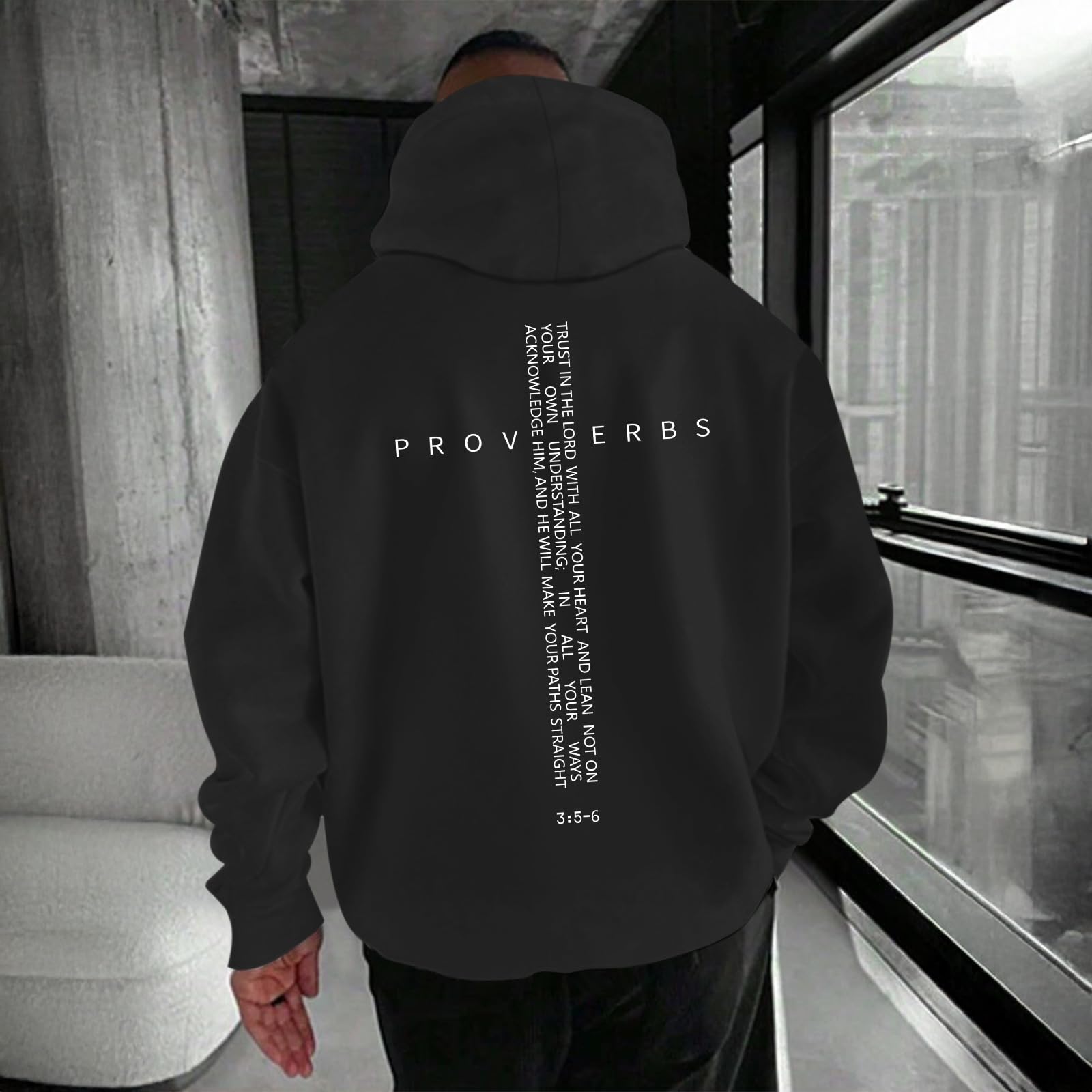 Men Hoodie/ Faith Cross/Vintage Bible Verse/Graphic Pullover