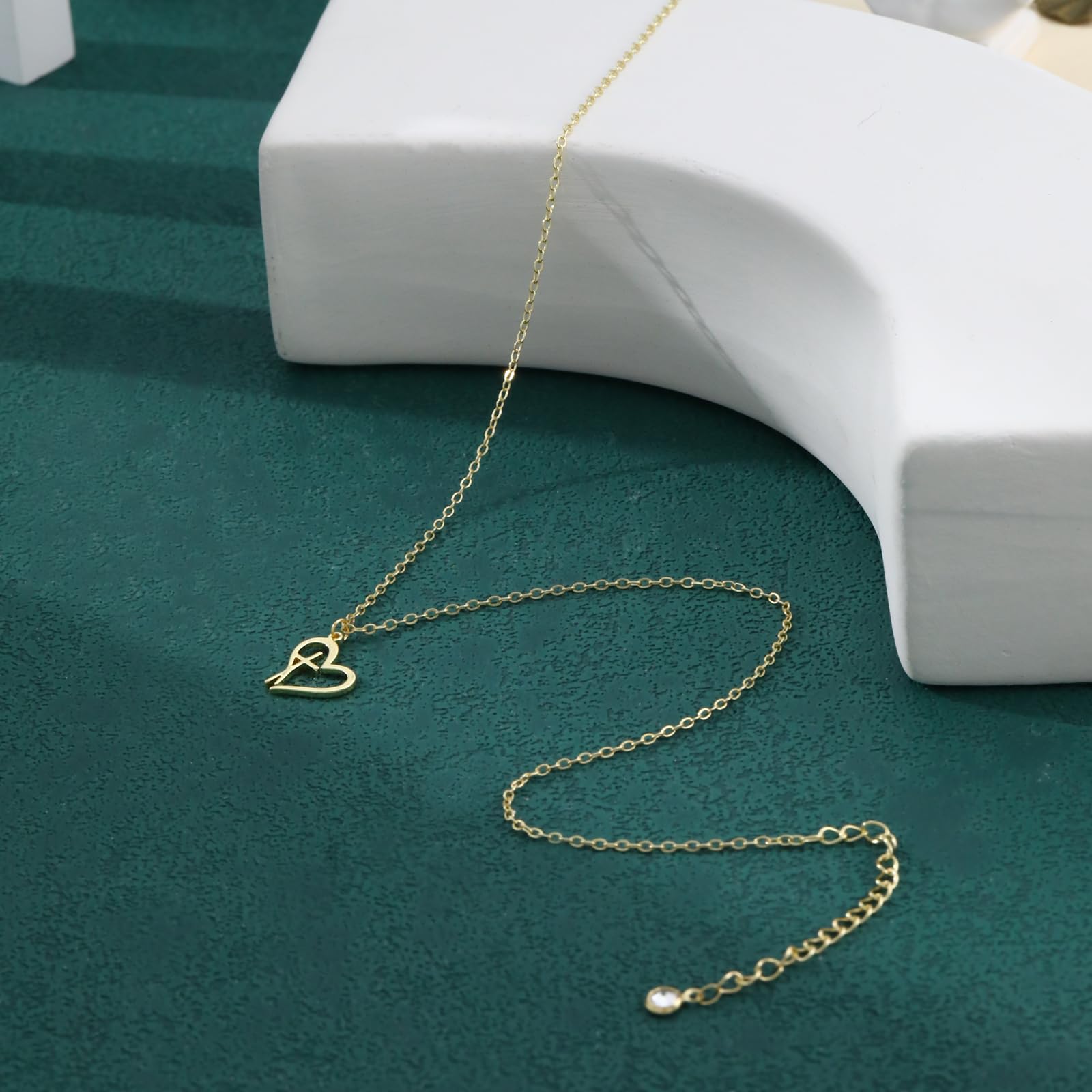 14K Gold Plated Dainty Small Heart Cross Pendant